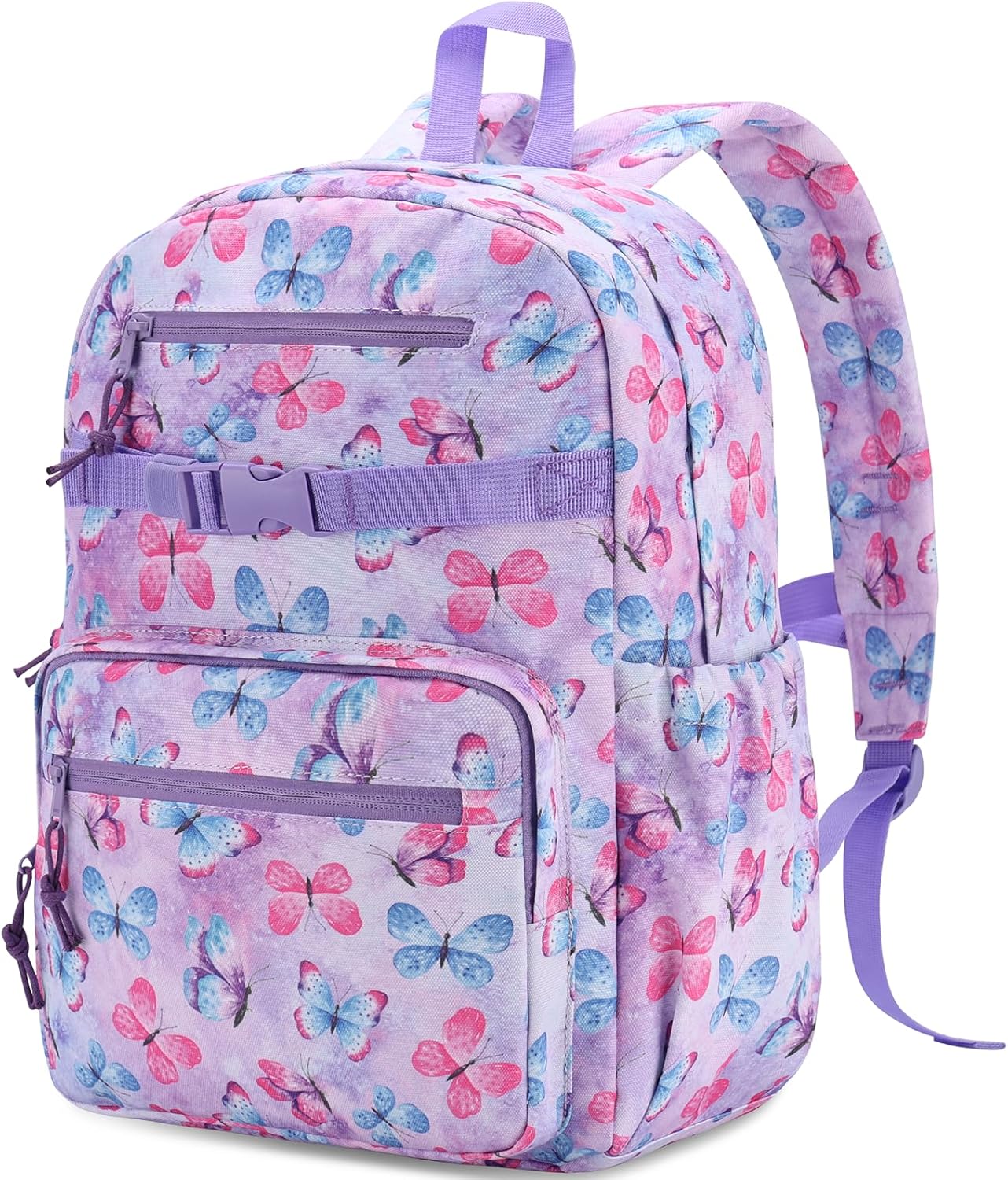 RAVUO Butterfly Kids Backpack for Girls | 16-Inch Elementary School Bookbag | Water Resistant & Lightweight School Bag for Ages 5-10