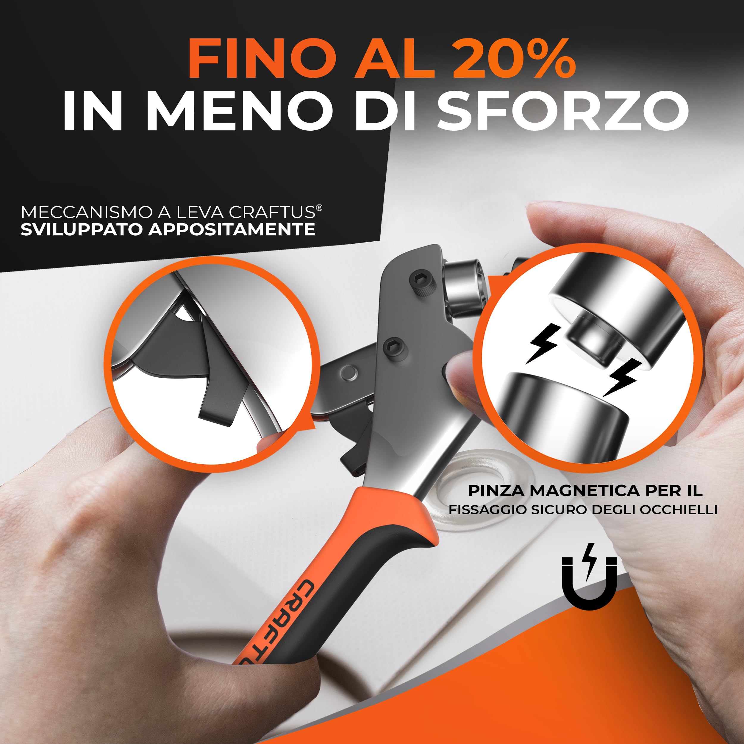 Pinza Per Occhielli Professionale - Set Con 300 Occhielli Ø10mm Per Teloni, Tessuti E Fai Da Te - Foto 2