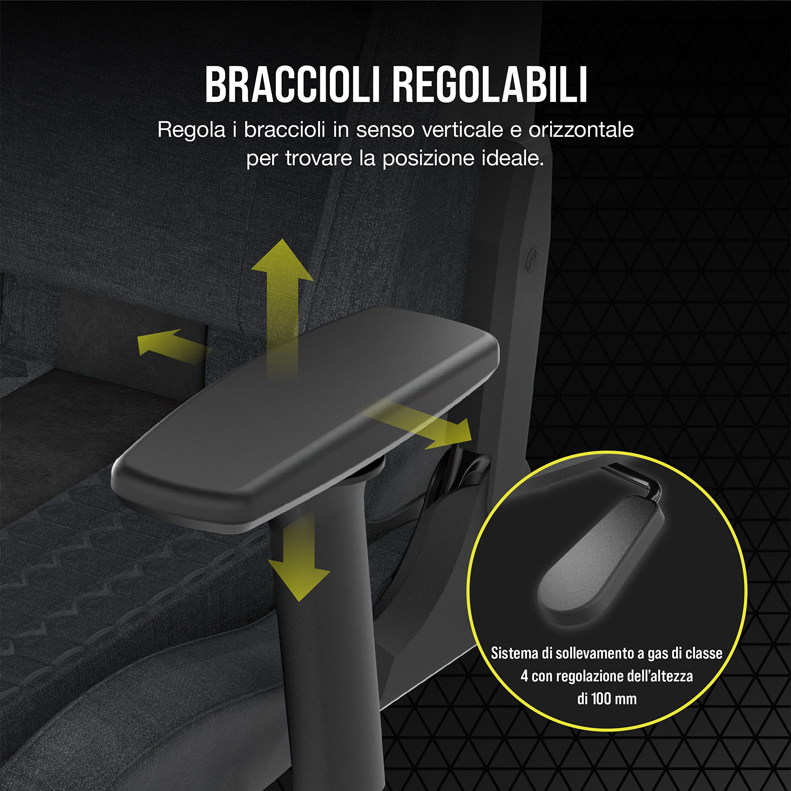 Corsair TC100 RELAXED Sedia Gaming – Grigio e Nero | Rivestimento in Tessuto, Design Ispirato ai Sedili Sportivi, Cuscino Lombare, Cervicale in Memory Foam, Braccioli Regolabili