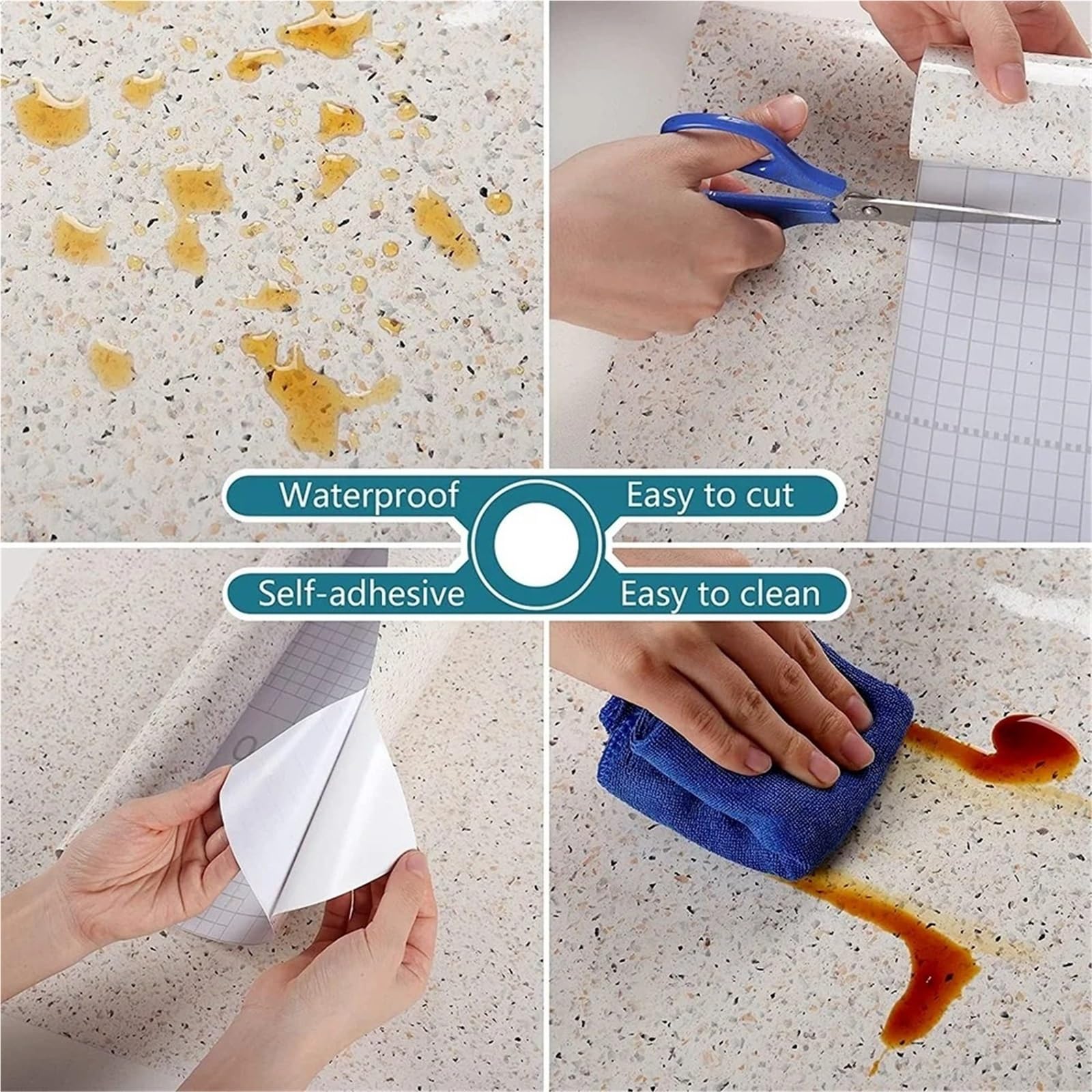 Comptoirs en Terrazzo Papier peint imperméable vinyle de granit blanc
