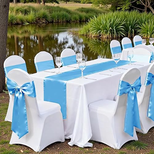Miniatura 6 de VDS Bandas de satén para silla, funda para silla, lazo en la parte posterior, lazo de satén para boda, cumpleaños, graduación, ceremonia,
