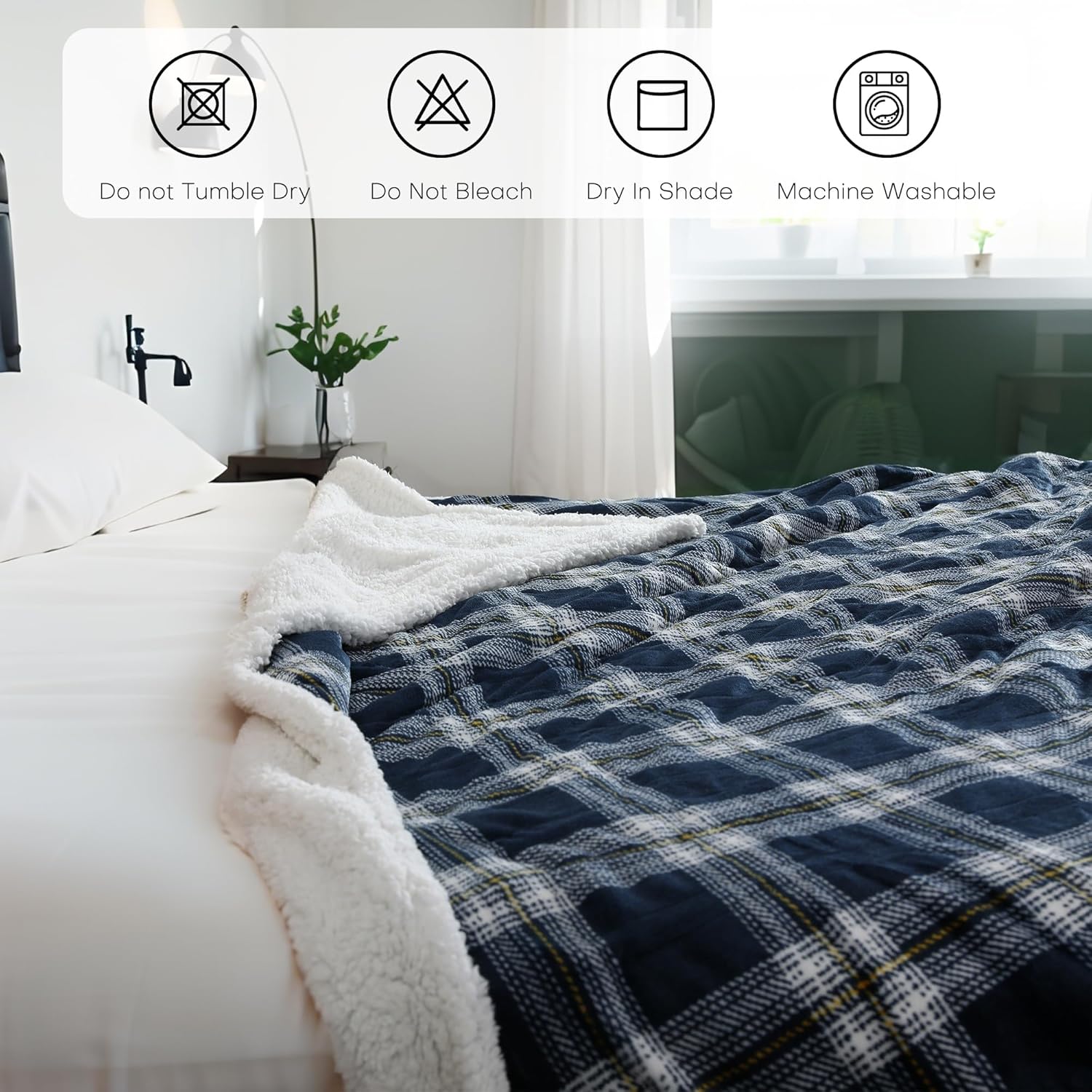 Electric Heated Blanket Full Size 72"x84" Microplush & Sherpa Fabric, Machine Washable 4 Heat Settings & 10 Hours Auto Off - Geometry Lattice - Image 3