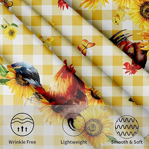 Miniatura 10 de Mantel redondo de hojas florales azules, grises y blancas, de 60 pulgadas, para primavera y verano, rústico, reutilizable, para picnic, fiesta,