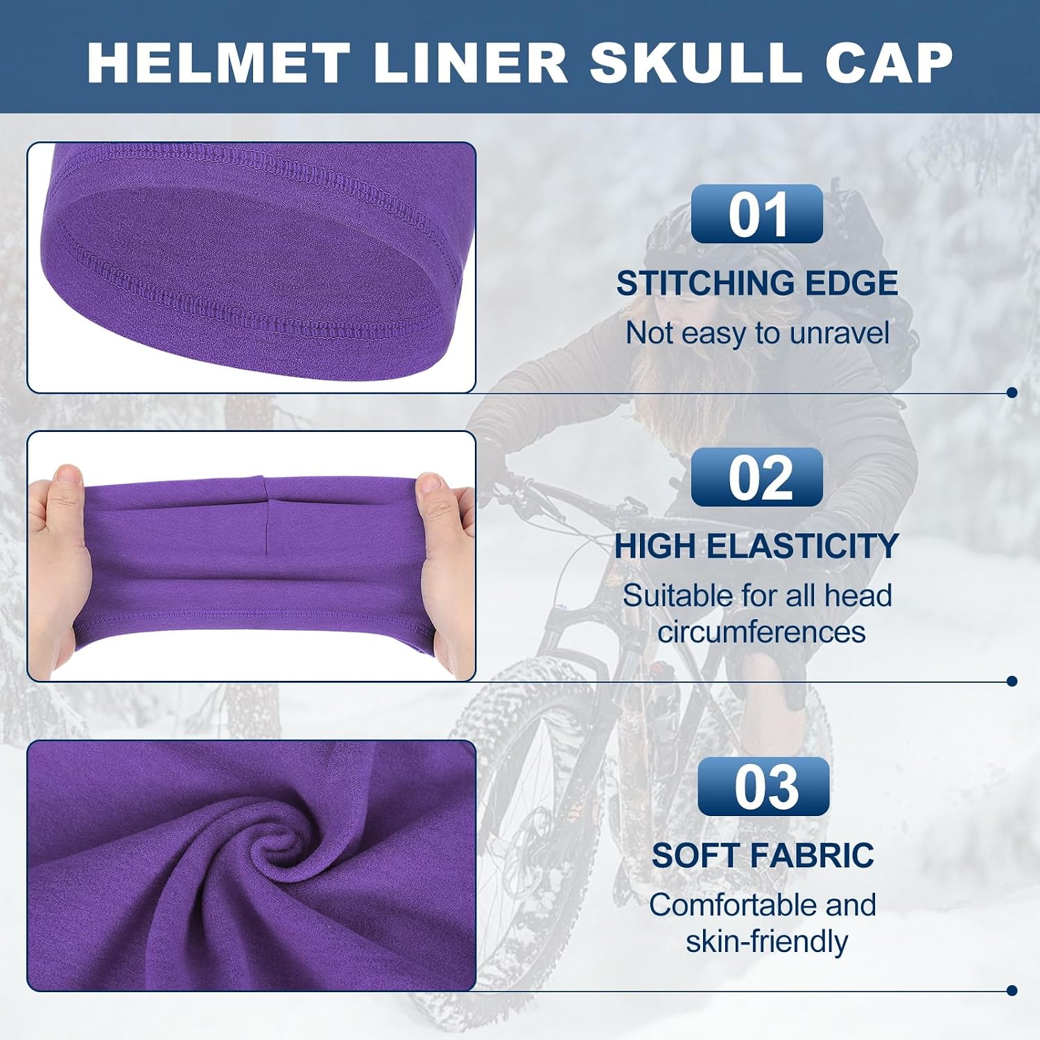 PATIKIL Helmet Liner Skull Cap for Men, Sweat Wicking Hats Stretchy Thermal Under Helmets Cap for Bicycle Motorcycle Cycling