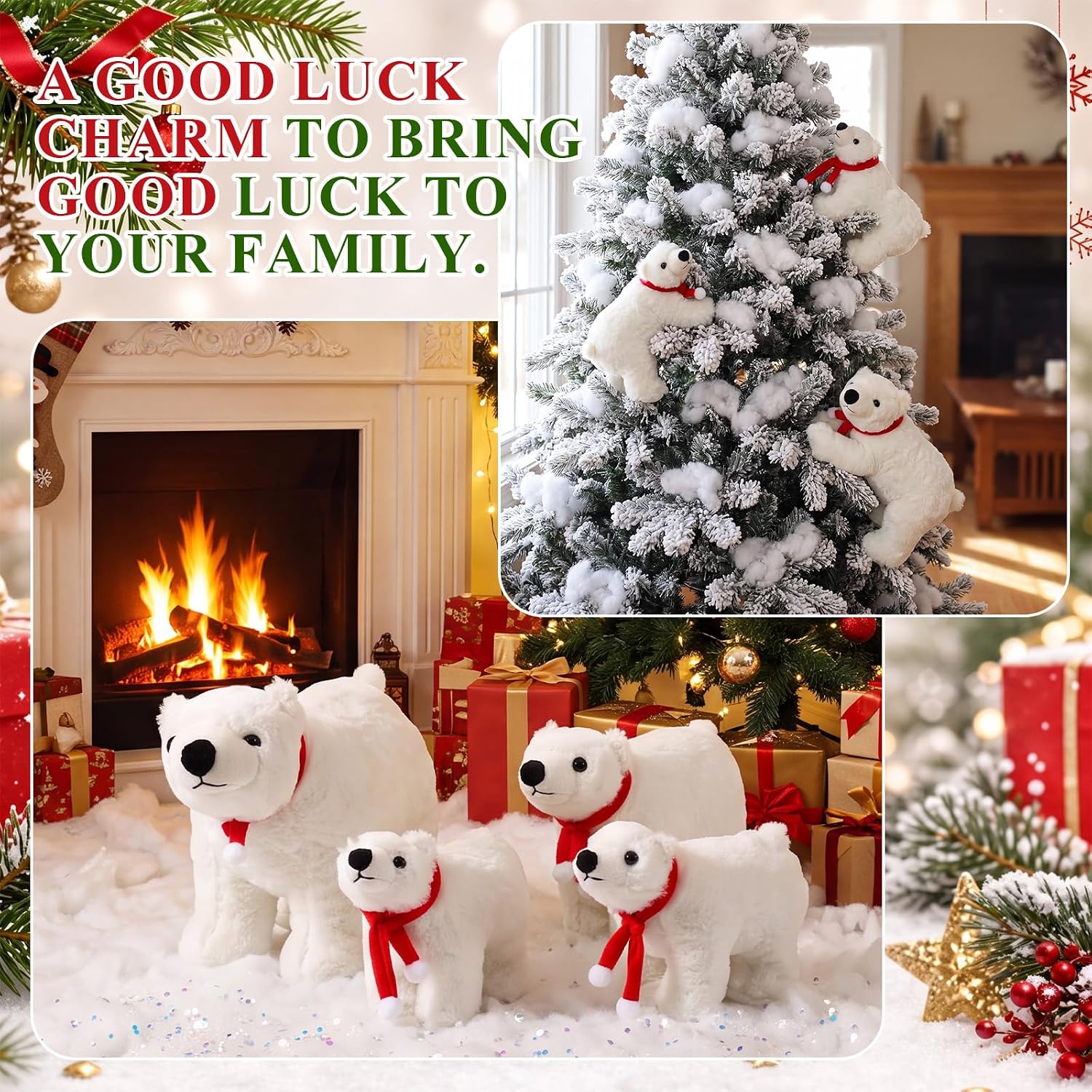 Zubebe 11 Pcs Polar Bear Ornament Decorations for Christmas Tree, 3 Sizes
