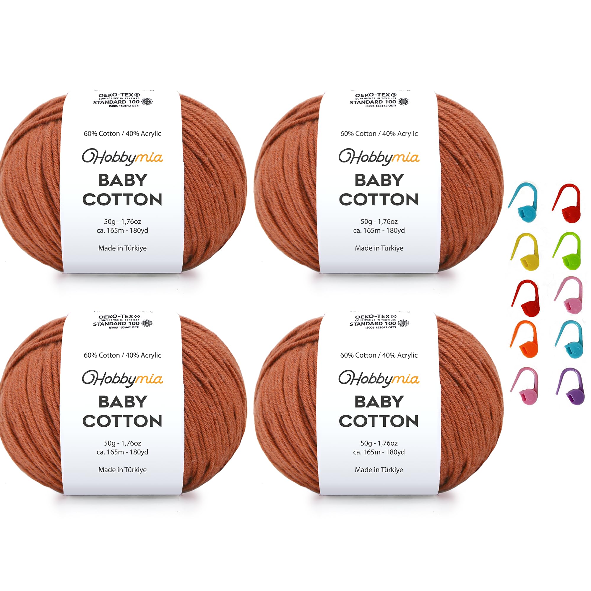 Baby Cotton Blend Yarn – Soft Sport Weight Yarn for Crochet & Amigurumi - 50g/180yds - 60% Cotton 40% Acrylic - Ideal for Baby & Knitting Proj.(Neon Green, 1 Ball) — view 110