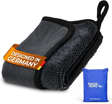MagicWipe  Microfibre Cloth - 2 Pack 30 x 40 cm Dual Sided Cleaning Cloth - 600 GSM All Purpose Streak Free Diamond Wave Polishing Cloth for Kitchen Worktops, Glass, Mirrors, Bathrooms, Car