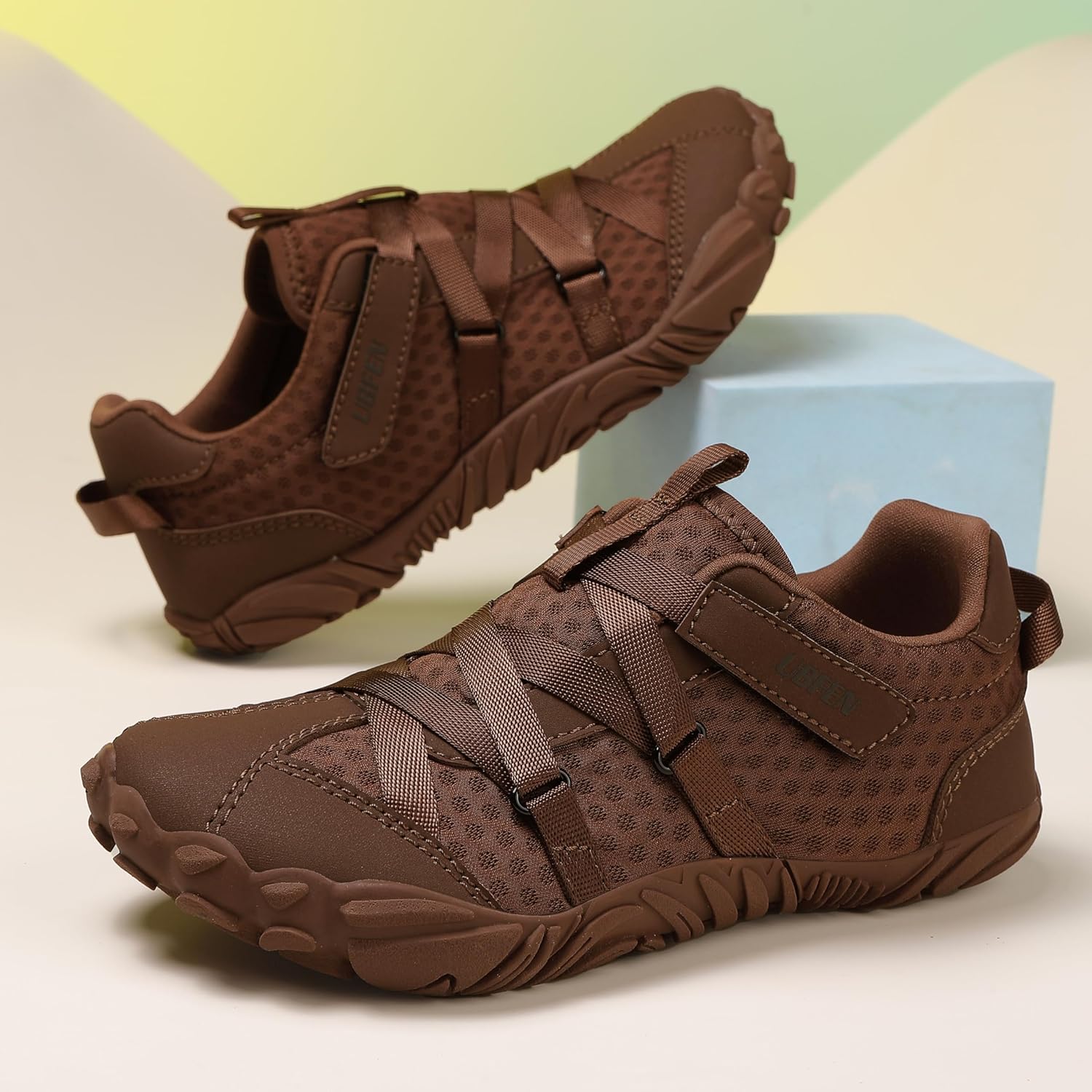 UBFEN Kids Barefoot Shoes Zero Drop Minimalist Sneakers Boys Girls - Lightweight Wide Toe Box Running School Shoes with Hook Loop