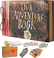 FEIYUBUY Our Adventure Book Scrapbook - Up Inspired Retro Travel Memory Album, 11.92x7.62 DIY Photo Book with Stickers, Postcards & Gift Box
