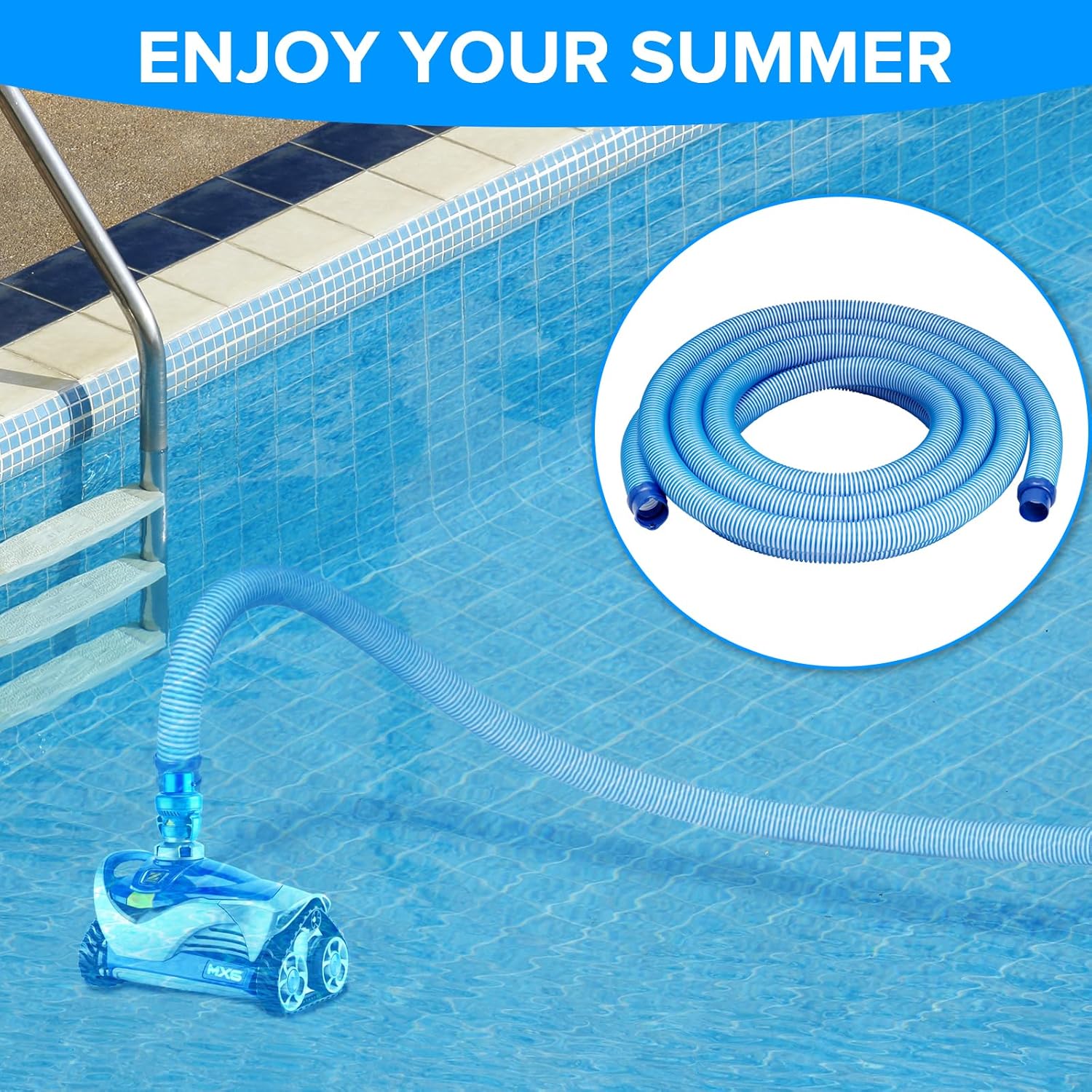 R0527700 Zodiac MX6/MX8 Pool Cleaner Twist Lock Vacuum Hose Replacement Kit (25 Feet/Pack)