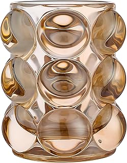 حامل زجاج على شكل فقاعات- منظم متعدد الأغراض مصنوع يدويا لفرش المكياج وإكسسوارات المكتب وأدوات التجميل بلون عسلي