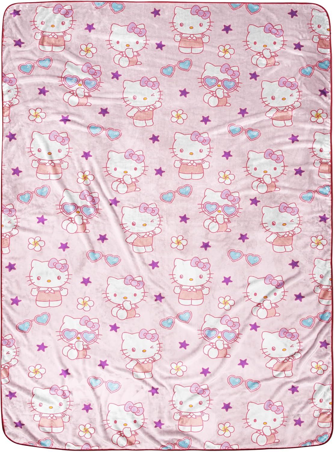 Jay Franco Hello Kitty Heart Sunglasses Plush Blanket - Measures 60 x 90 Inches, Kids Bedding - Super Soft Fleece Bedding - Image 2