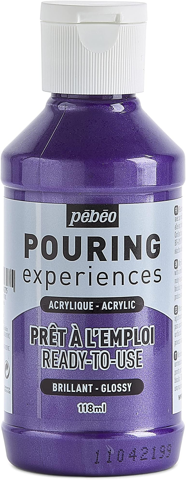PEBEOPouring Experiences-Ready-to-Use Premixed Acrylic Paint-Ideal for Fluid Art, Metallic Purple, 118 ml