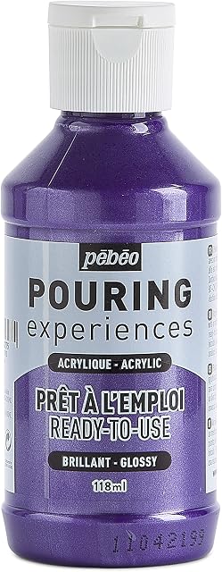 Pebeo Pouring Experiences-Ready-to-Use Premixed Acrylic Paint-Ideal for Fluid Art, Metallic Purple, 118 ml (Pack of 1)