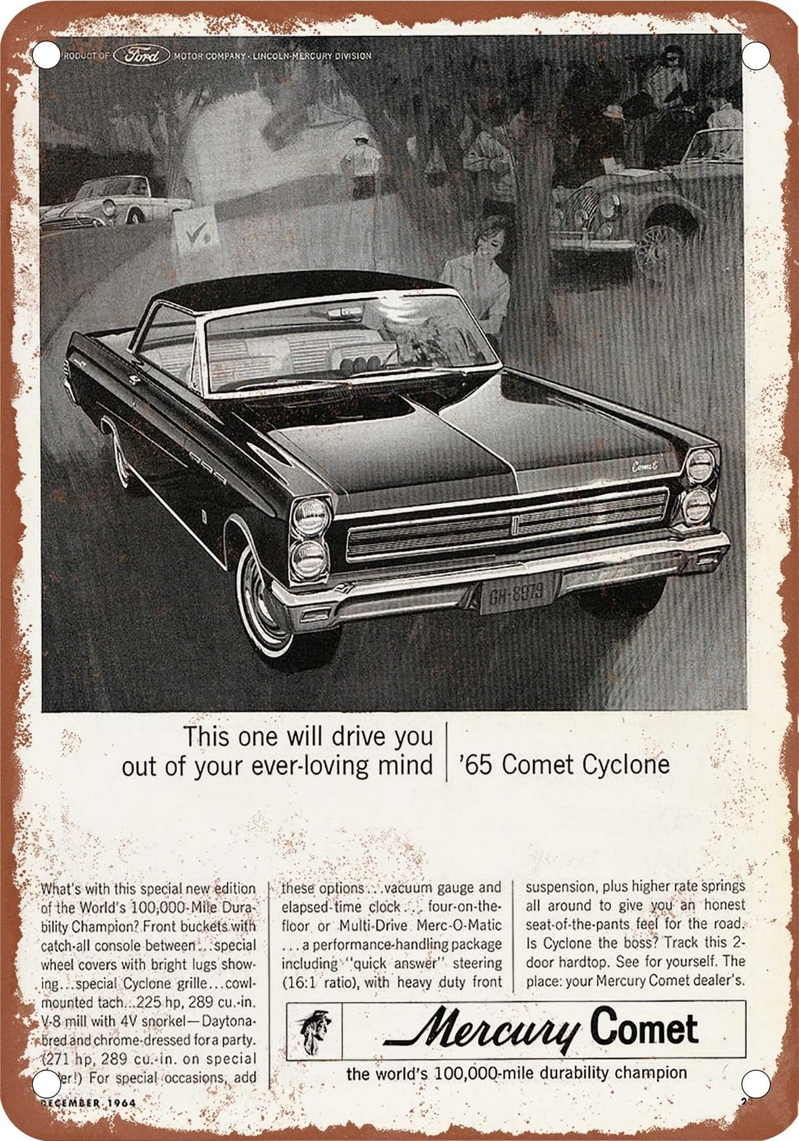 Miaomansenstore Metal Sign - 1965 Mercury Vintage Ad 06 - Old Retro Rusty Look Home Decor