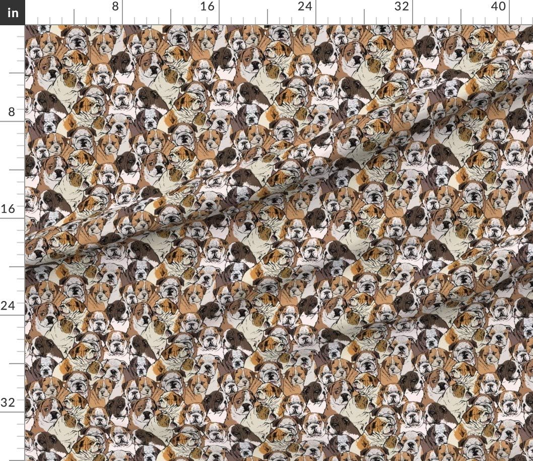Spoonflower Fabric - English Bulldog Bulldogs Pattern Puppy Animal Printed on Petal Signature Cotton Fabric by The Yard - Sewing Quilting Apparel Crafts Decor