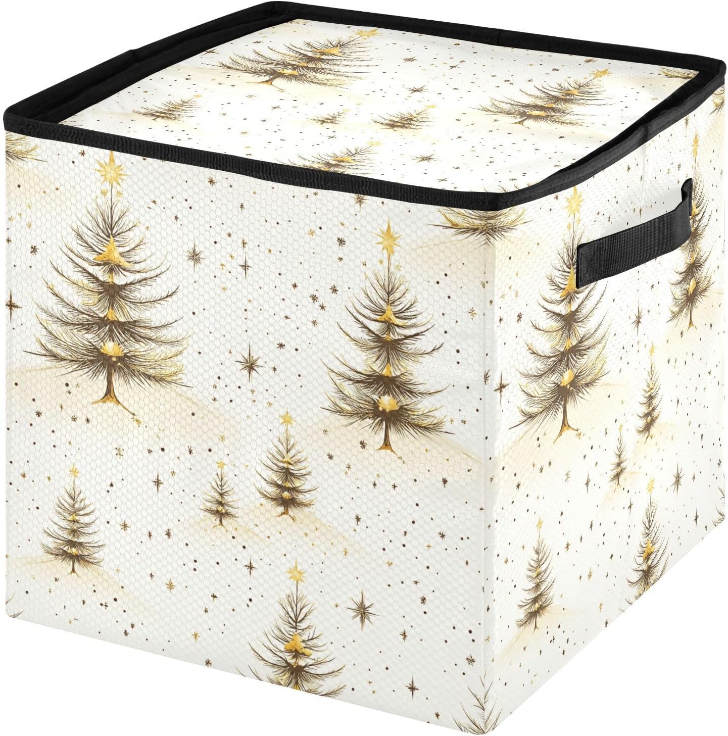 High Capacity Christmas ornament organizer storage Holds Up to 64, Zippered Top Large Holiday Storage Case with Lid,Cartoon Fantasy Gold Christmas Tree