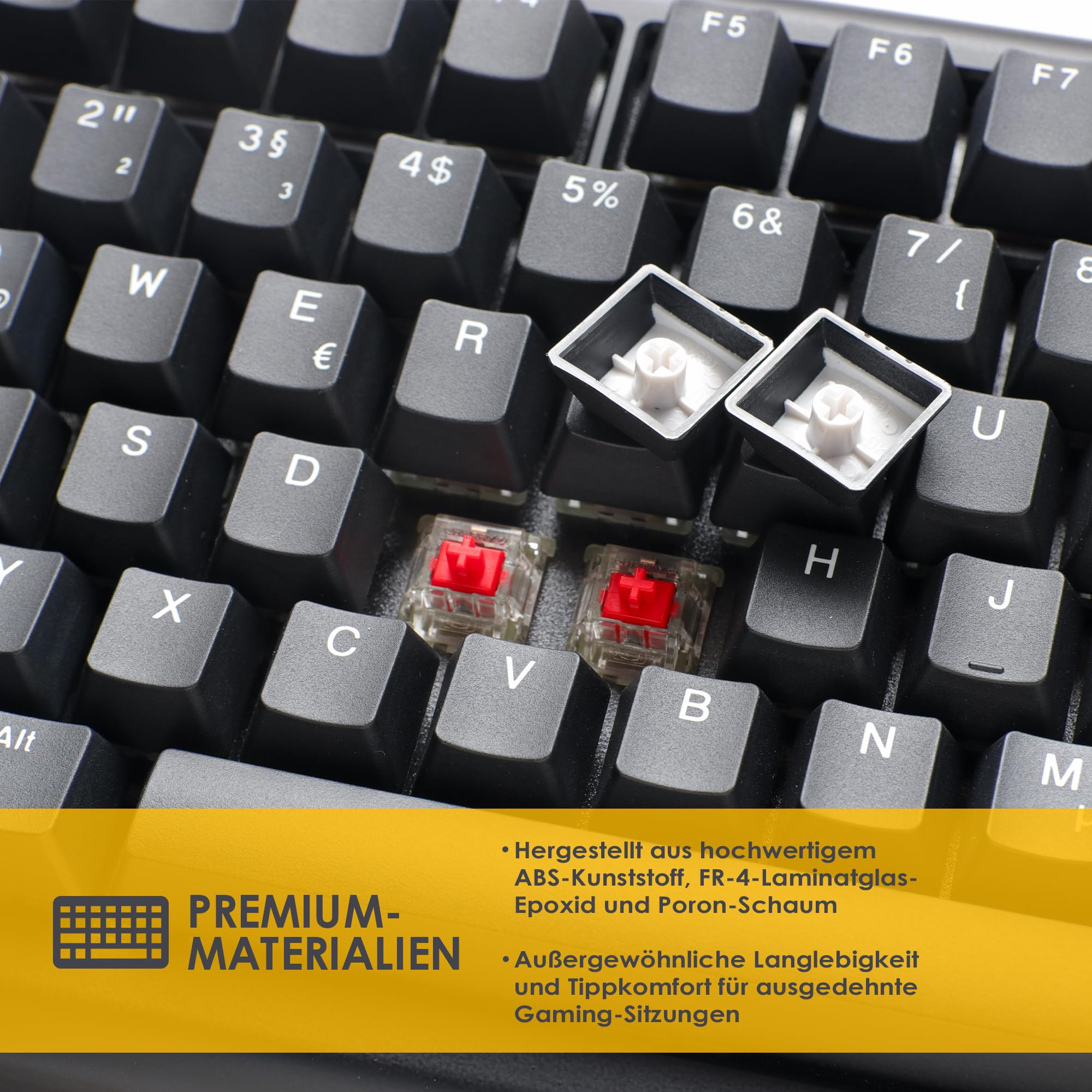 Ducky Tinker 75 Gaming-Tastatur – Mit Cherry MX Red Switches, RGB-Beleuchtung, ISO-DE Layout, Hot-swappable