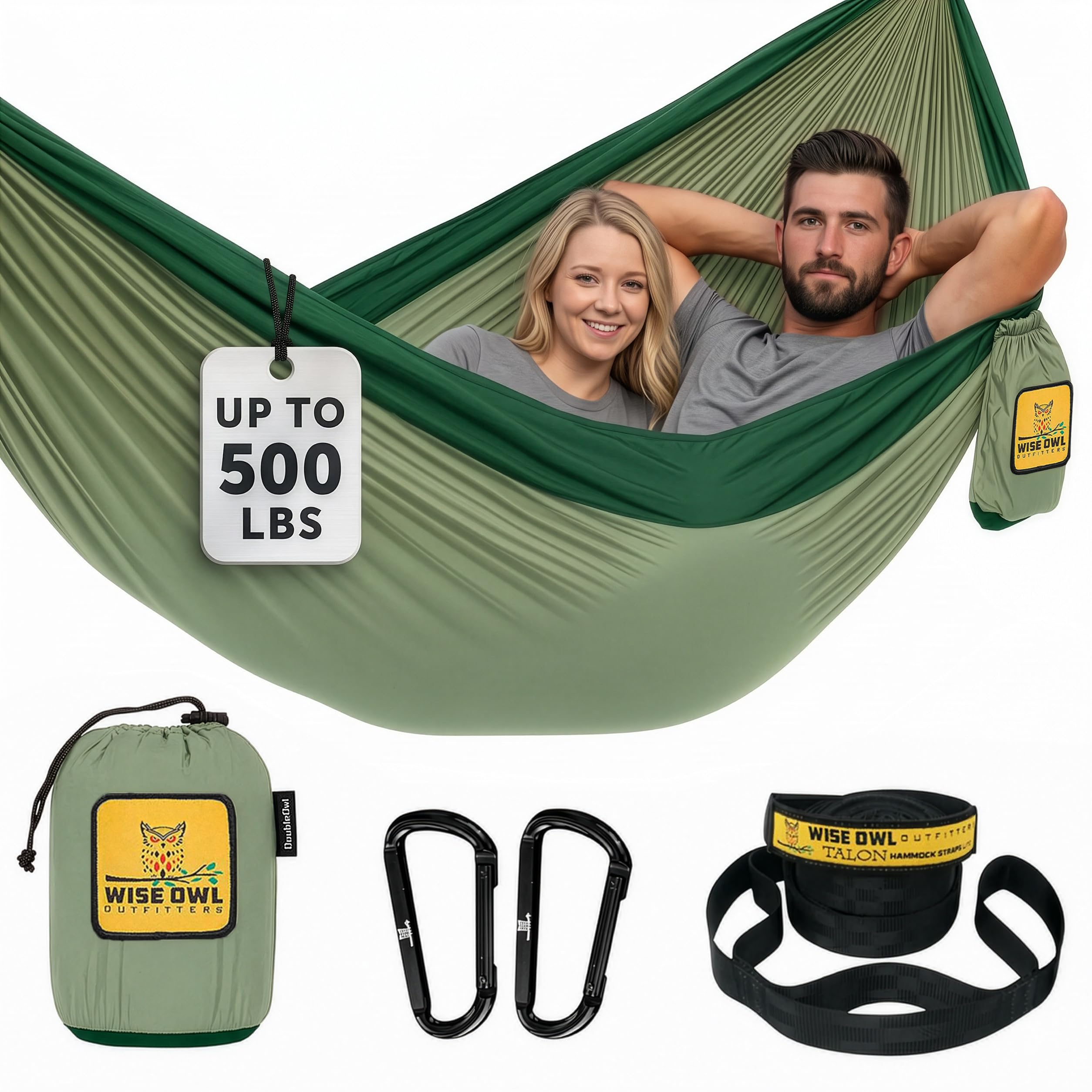 Camping Hammock – up to 500lbs Portable Hammock with Tree Straps - Travel, Backpacking, Hiking, Outdoors Camping Gear - Single or Double