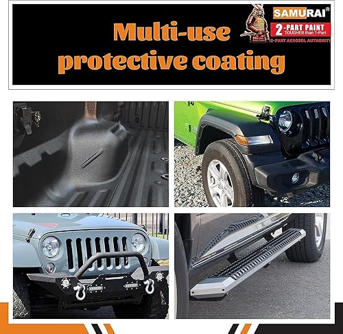 Miniatura 3 de SAMURAI Pintura en aerosol de 2 partes para caja de camioneta, revestimiento texturizado granular de poliuretano e imprimación epoxi (blanco, caja
