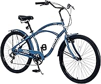 Vista 14 de MEGHNA Bicicleta de crucero de playa de 26 pulgadas, ruedas de 7 velocidades, freno en V, cómodo sillín clásico, retro, bicicleta de crucero