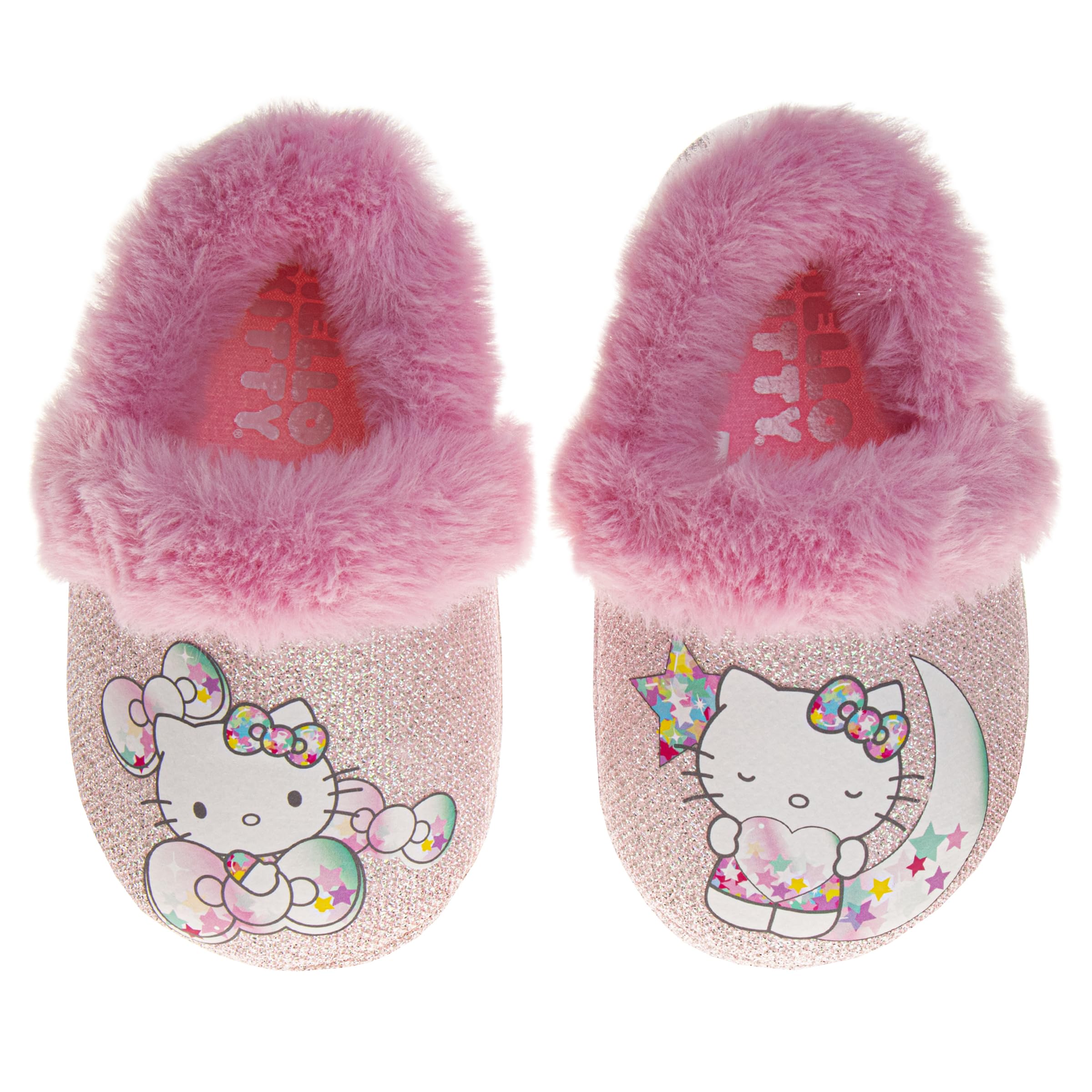 Josmo Sanrio Hello Kitty slippers for Kids Girls - Kitty White indoor cute house shoes plush fuzzy shoes Cat slippers (toddler/little kid)