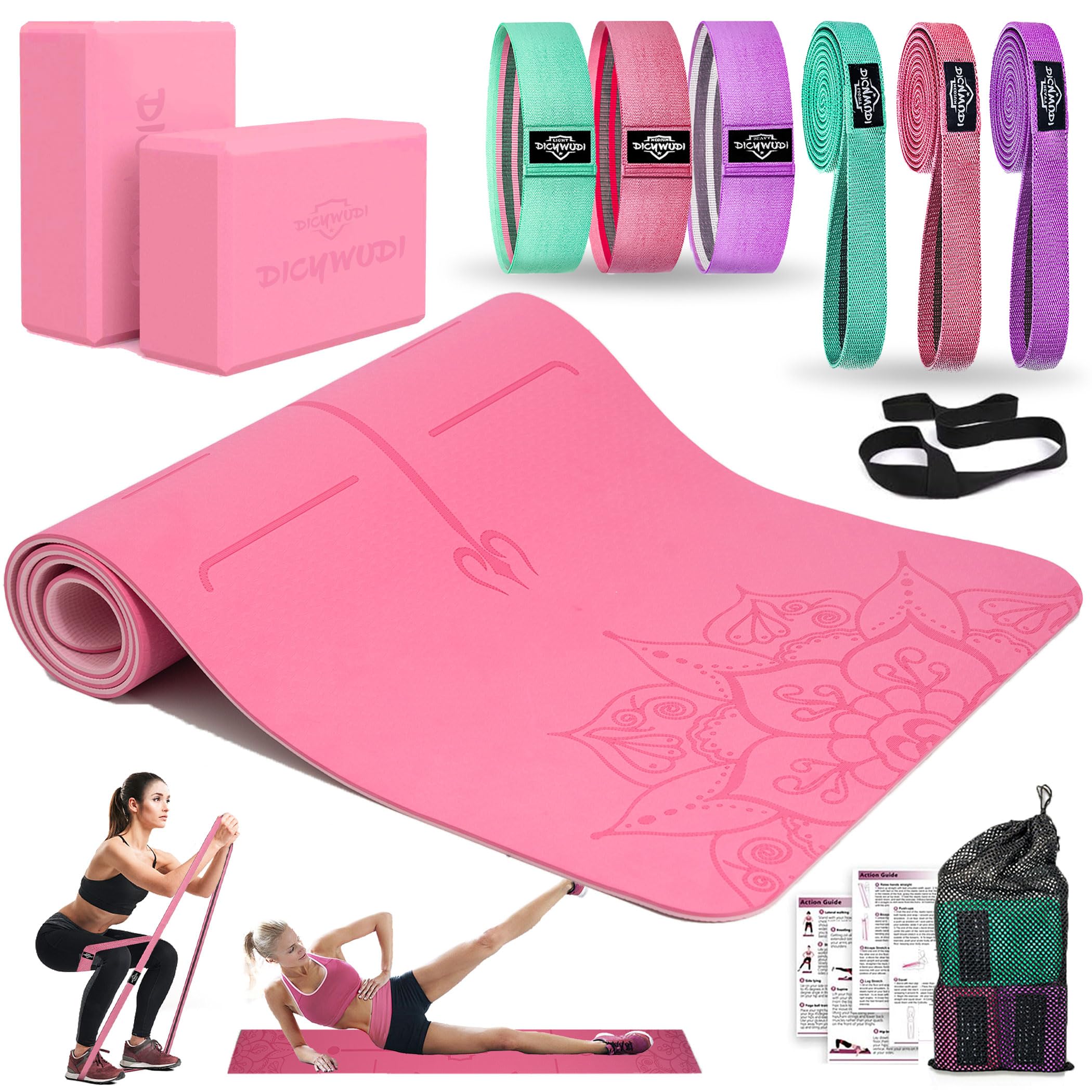 Photo 1 of DICYWUDI Yoga Mat Kit with Resistance Bands & Blocks