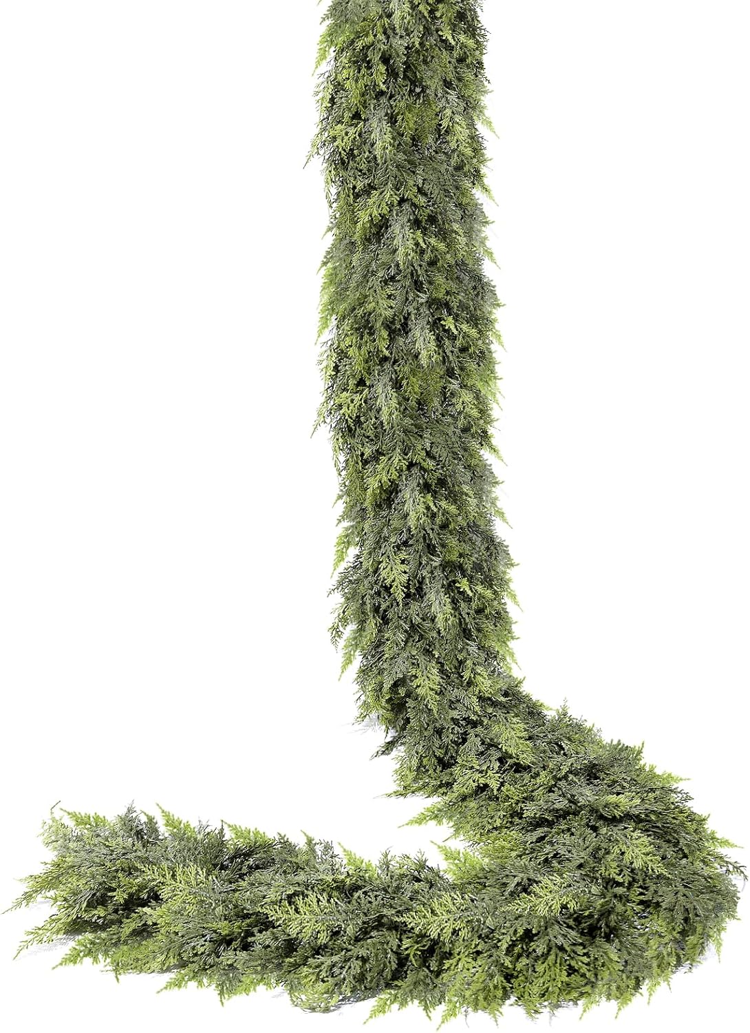 Extra Thick & Lush - 9 Ft by 10 Inch Real Touch Christmas Cedar Garland Artificial Realistic Soft Thickness Greenery Pine Cypress Garlands Christmas Garland for Mantle Fireplace Home Indoor Outdoor