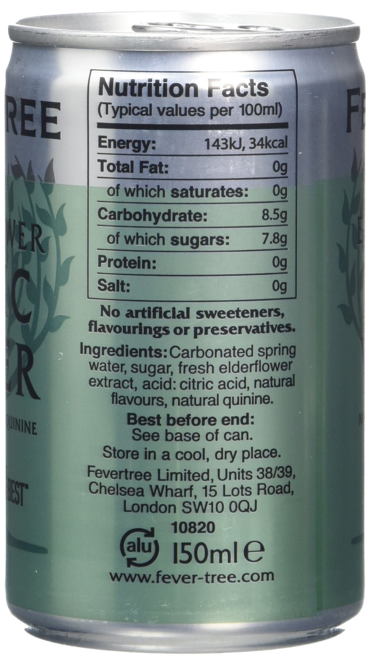 Fever Tree Elderflower Tonic Water in Cans 8x150ml
