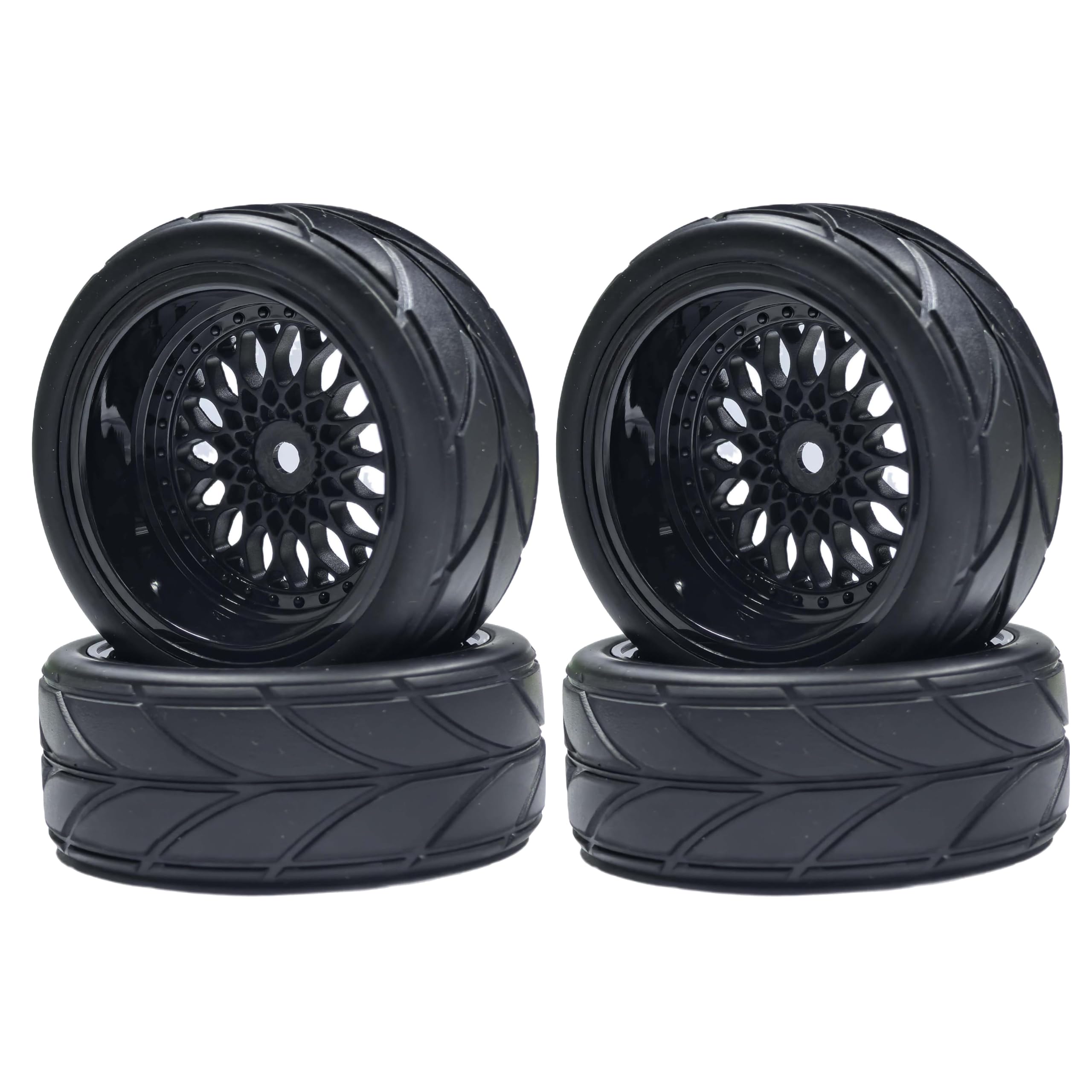 KEEDA RC Car 64 mm Rubber Tyres & 52 mm/2.05 Inch Plastic Rims Wheels for 1/10 RC On Road Touring Racing Drift Car (Offset Depth 9 mm - Image 3
