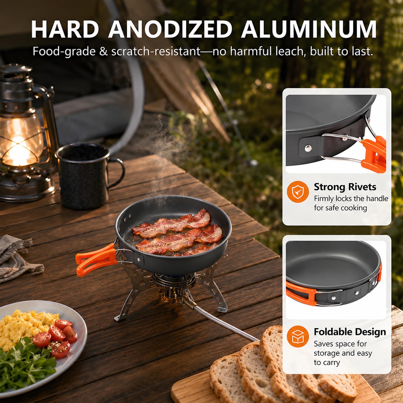 aiGear Camping Kochgeschirr Set/Outdoor Geschirr Set | Camping Topf Kochtopf Tragbar Aluminium | mit Aufbewahrungsbeutel | für Outdoor Camping Wandern Wandern Picknick