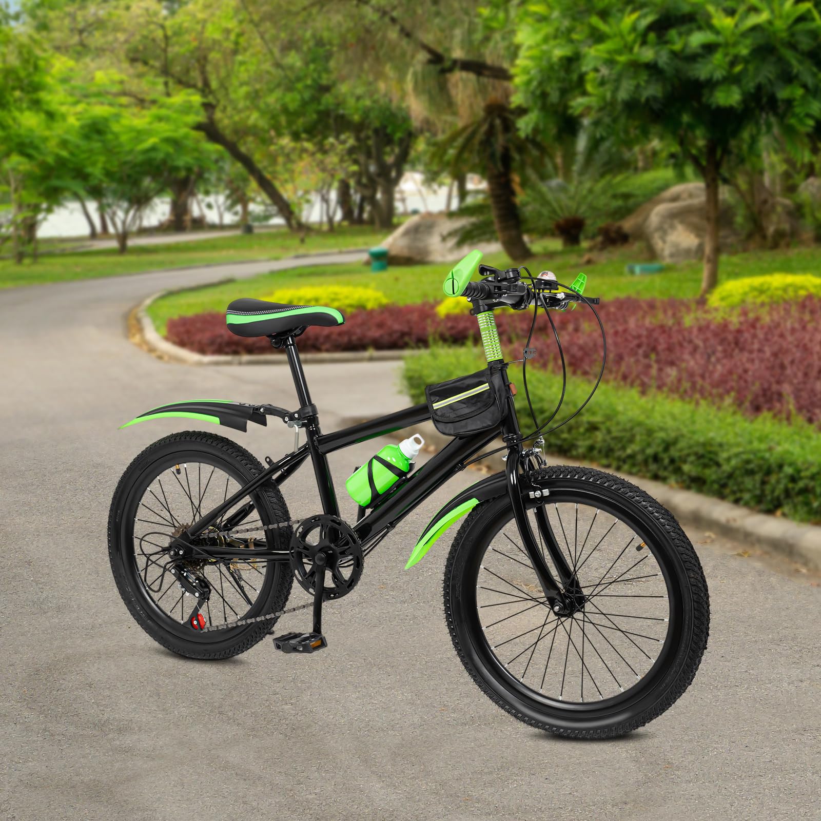 Bicicleta infantil de 20 pulgadas, bicicleta de montaña, bicicleta de montaña, bicicleta de 6 velocidades, bicicleta para niños, bicicleta juvenil, freno de disco doble, con campana de brújula y