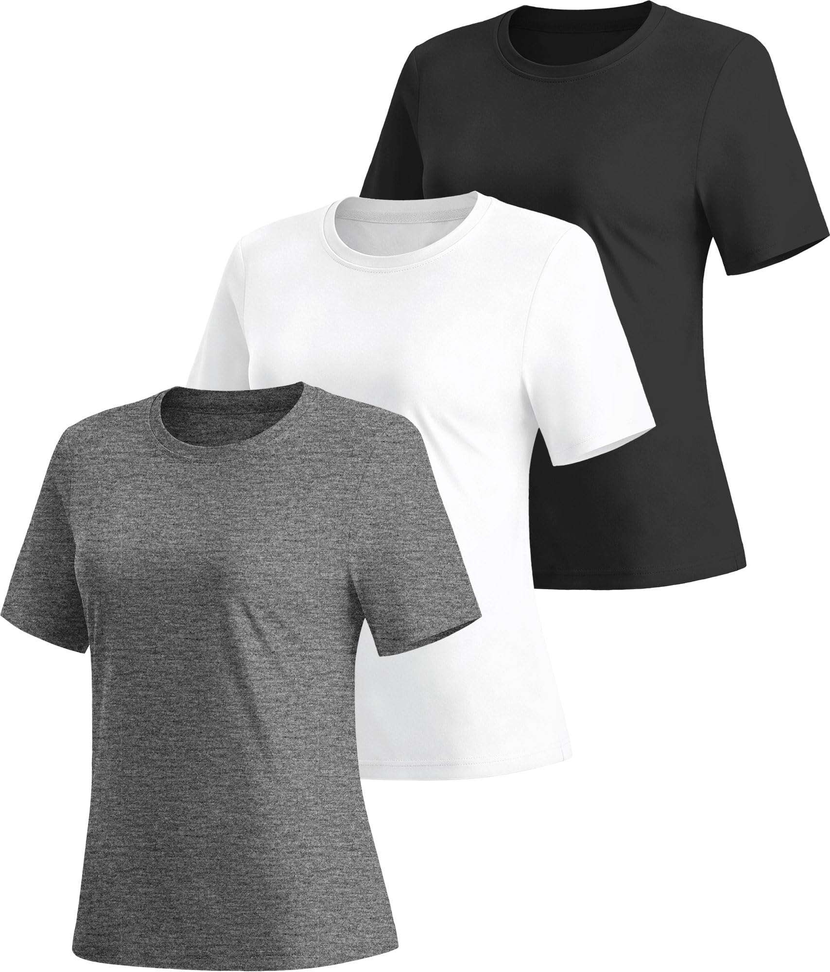 ANGEL CITIZ Damen Sport Oberteile 3er/5er Pack Laufshirts T-Shirt UPF 50+ Atmungsaktive Fitness Tops für Yoga Gym Training