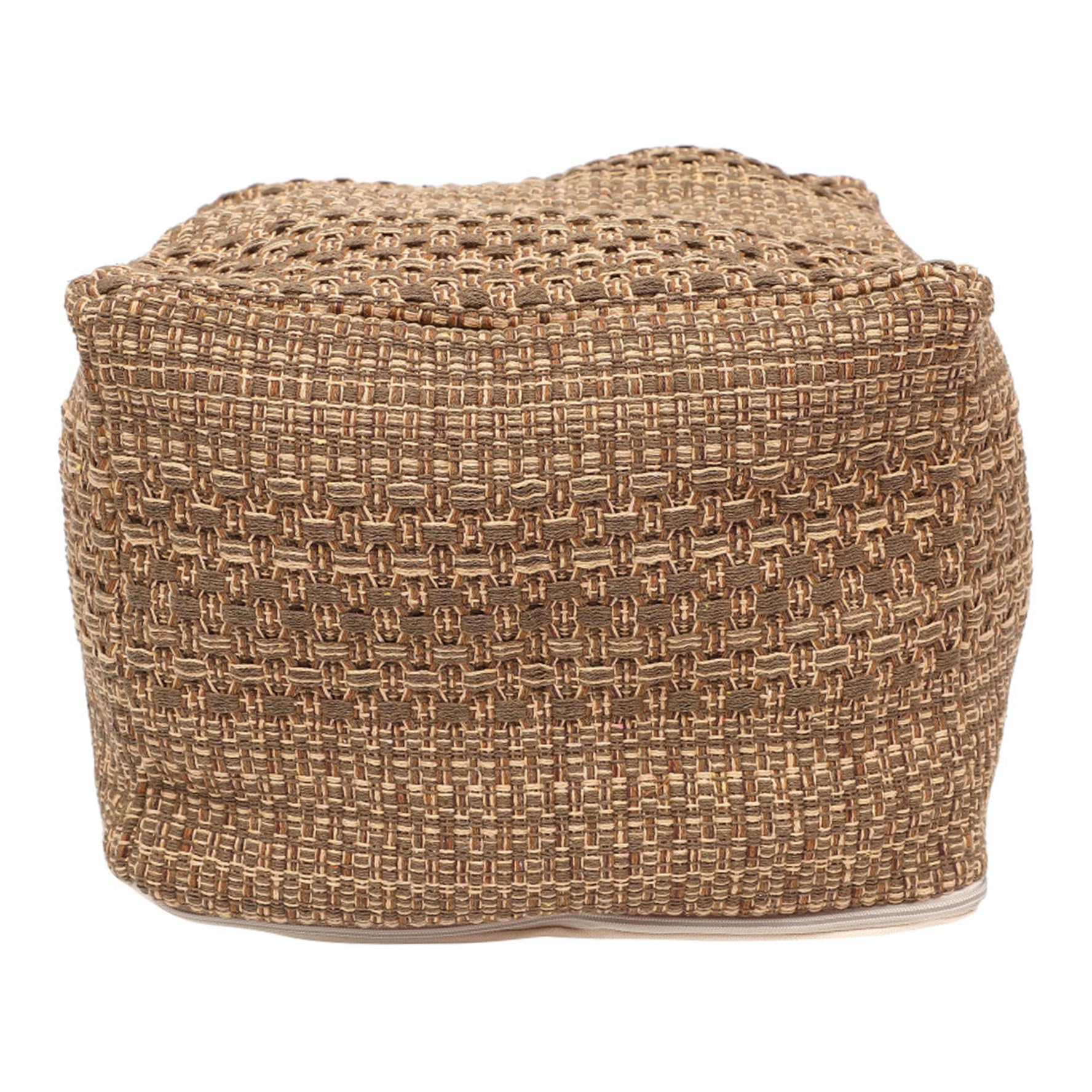 Pouf grand carré coton lin ottoman repose-pied salon chambre NIDONE