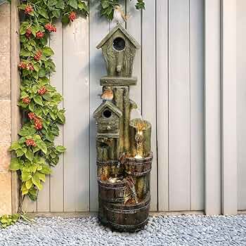Amazon.com : BBabe Outdoor Water Fountain with Birdhouse, 39.3
