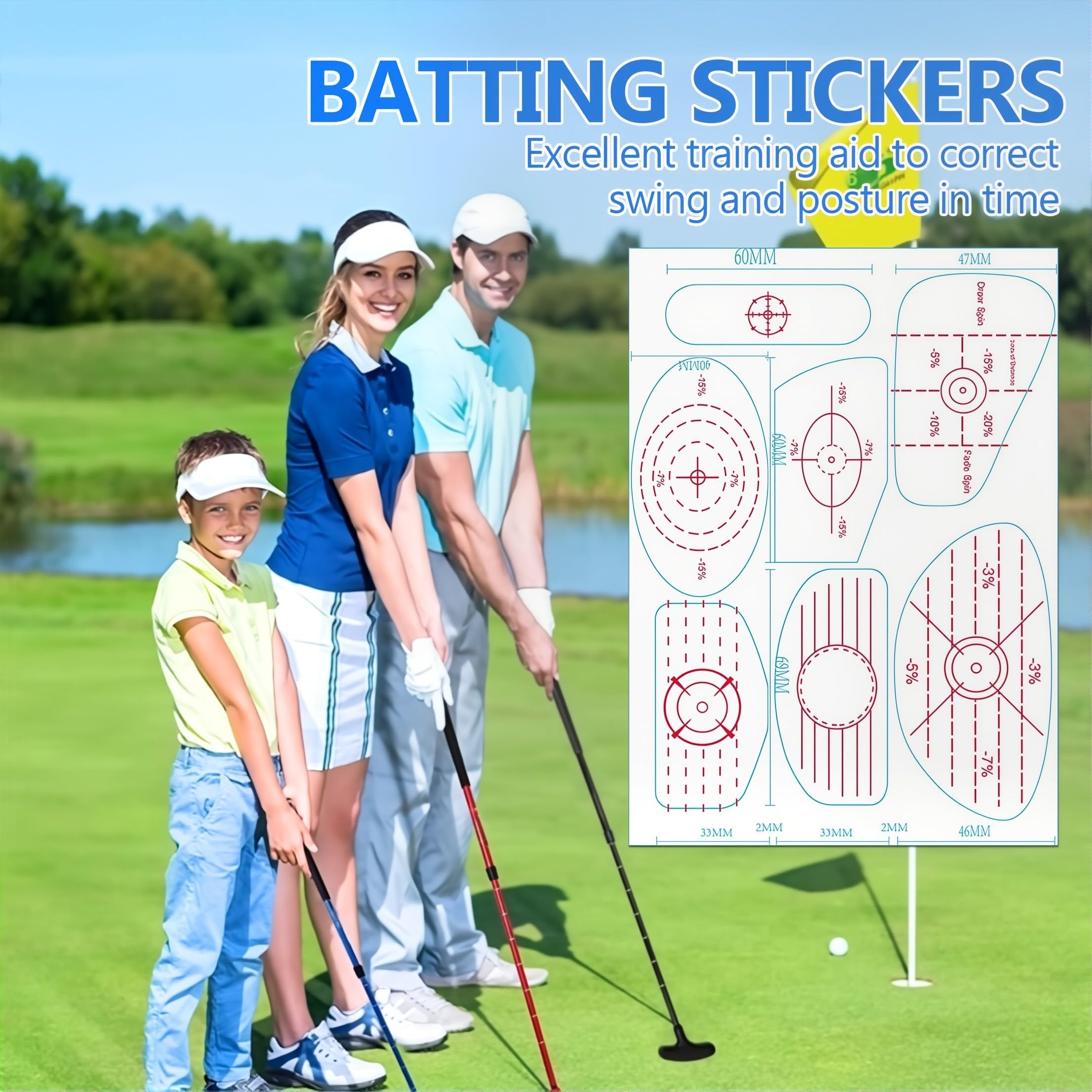 NHQZ 20 Stück Golf Impact Sticker,Golf Training Aufkleber,Golf Trainingshilfe,Golfzubehör,Wetterfestes Impact Tape für ganzjähriges Training um den Sweet Spot zu Treffen