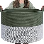 INDRSSME Large Laundry Storage Basket, 21.7 x13. 8 - Decorative Rope Blanket Basket for Organizing Bedroom, Living Room, Nursery, Toy Storage for Colthes Towel, Empty Gift Baskets -Green