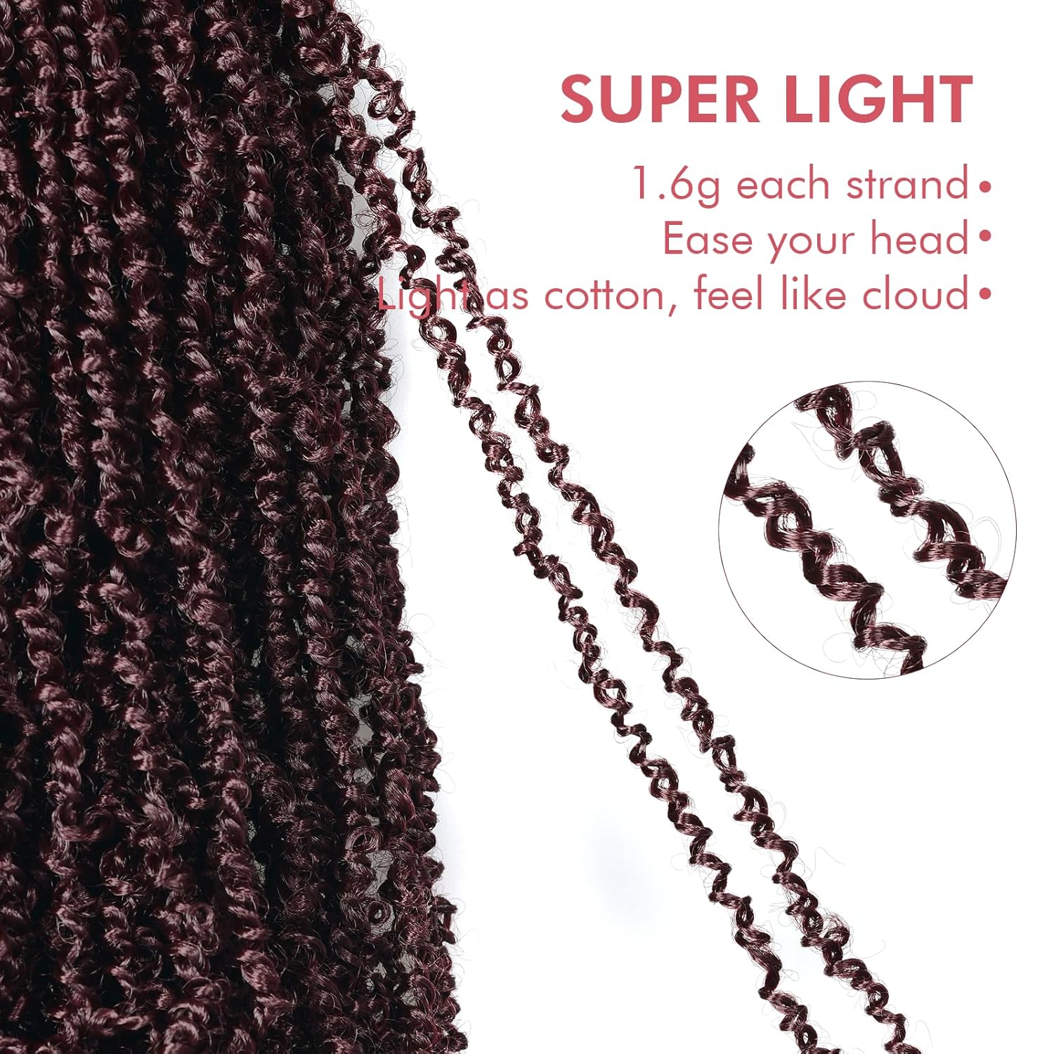 Yanky Twist Crochet Hair - 10 Inch 8 Packs (240 Strands) Wine Red Pre-twisted Fluffy Spring Passion Micro Mini Twist, Pre-Looped Short Curly Crochet Braids (10 Inch, 99J-8P)