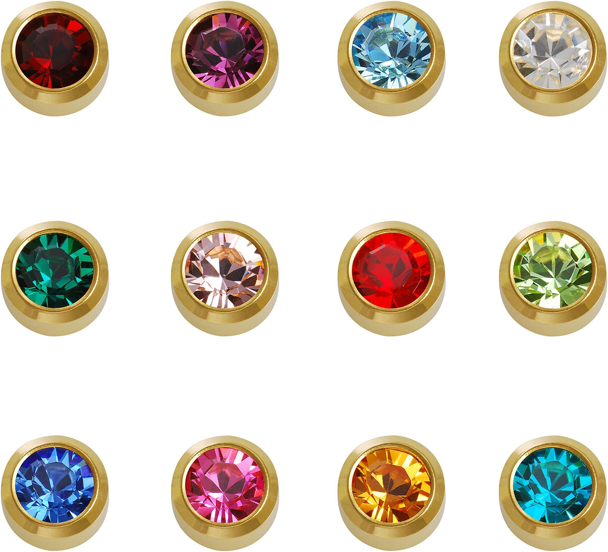 Caflon Blu 24 Carat Gold Plated Mixed Assorted Birthstone Studs