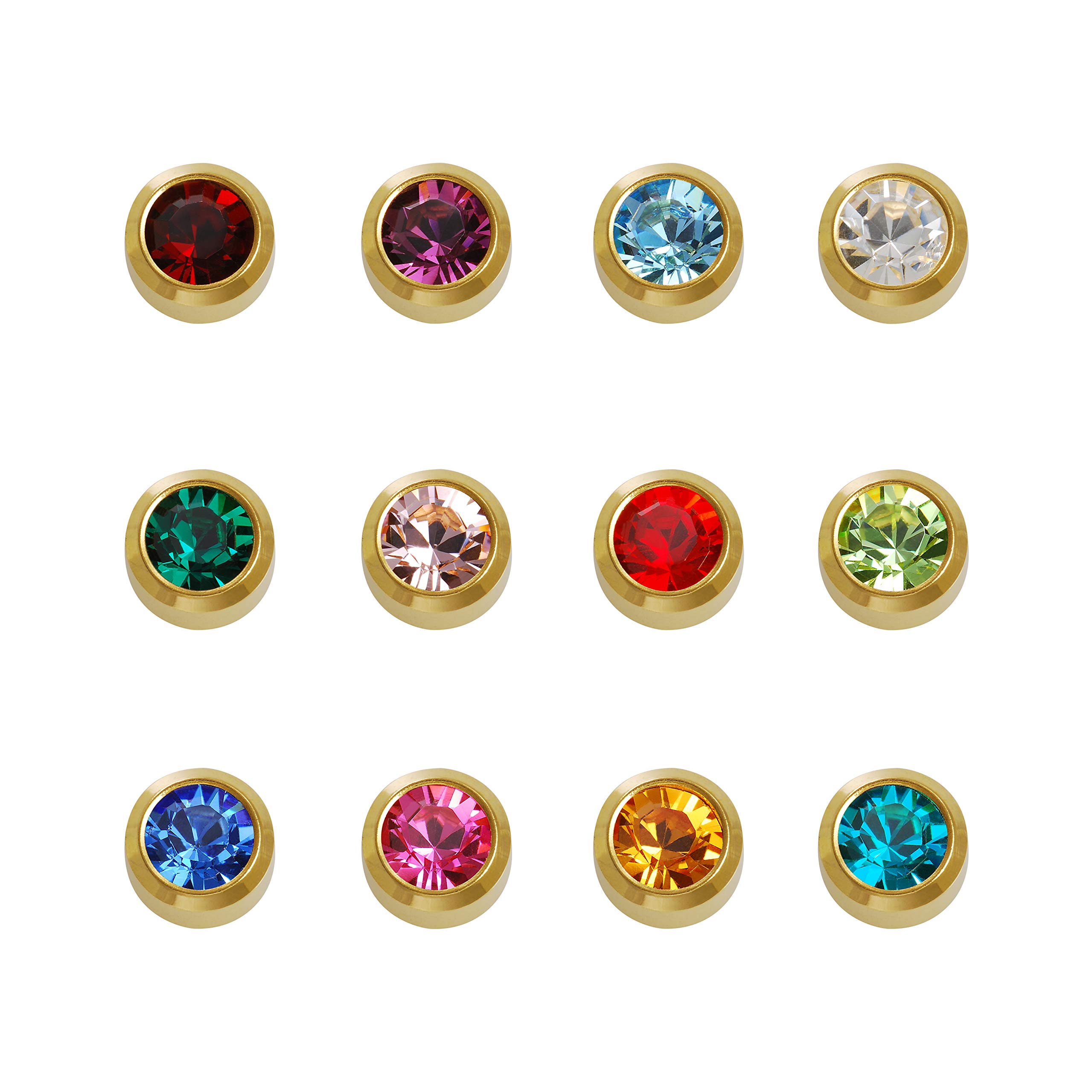 Caflon Blu 24 Carat Gold Plated Mixed Assorted Birthstone Studs