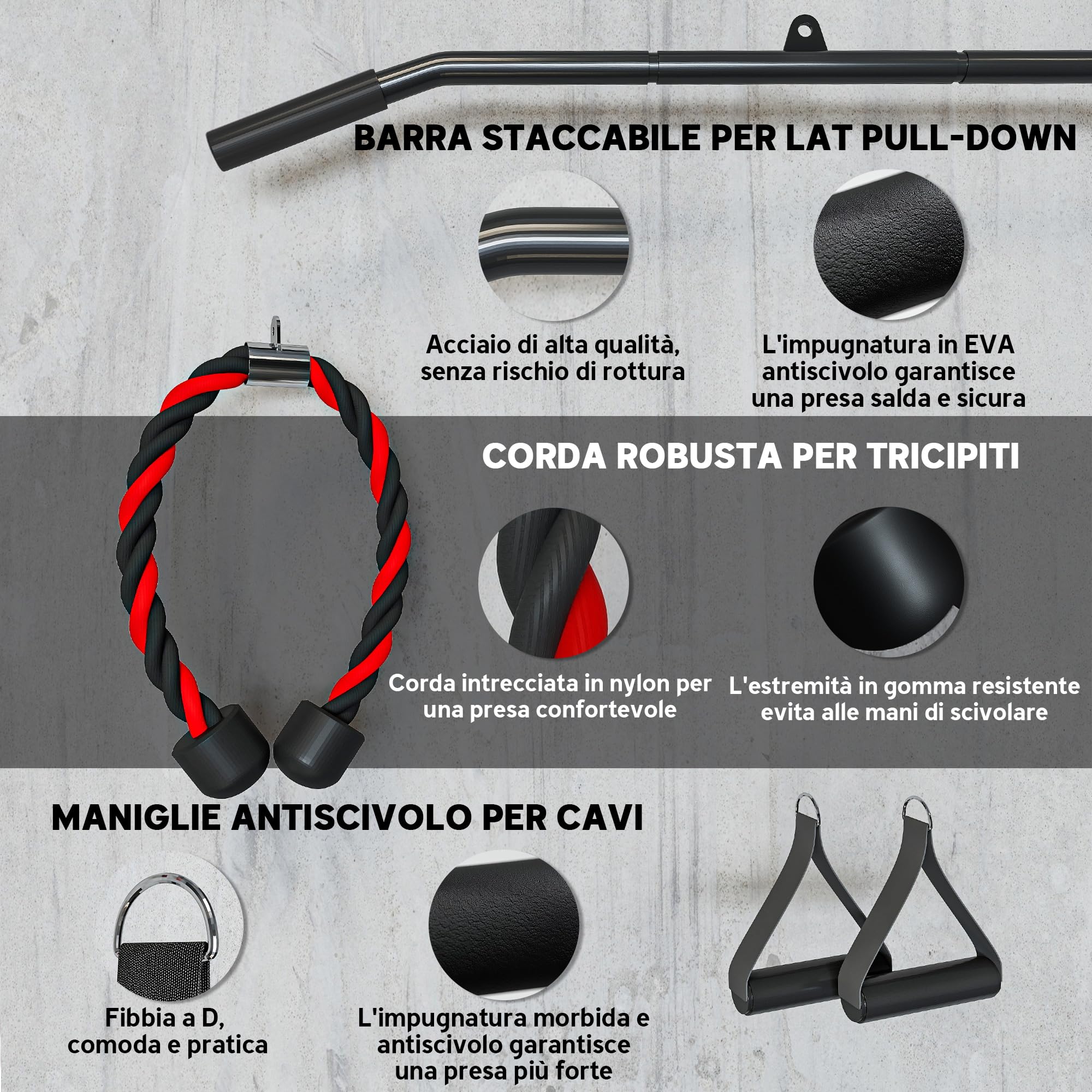 SPORTNOW Sistema di Puleggia per Palestra, Carrucola Palestra per Home Gym, Pulley LAT Machine per Allenamento Bicipiti e Tricipiti, Attacco per Dischi Pesi Universali e Accessori