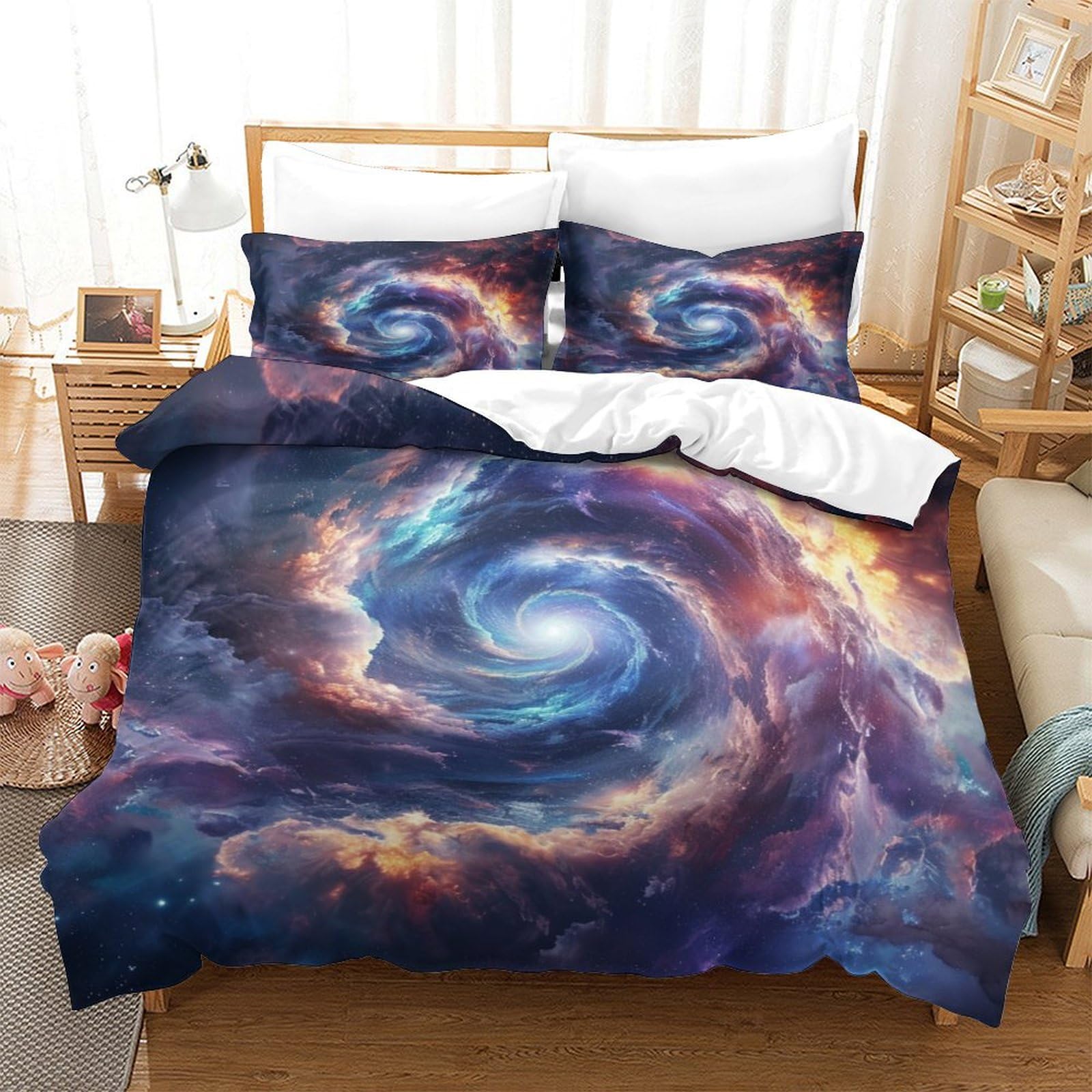 Housse de couette le trou noir 3D 260x220 cm avec taies d'oreiller en microfibre