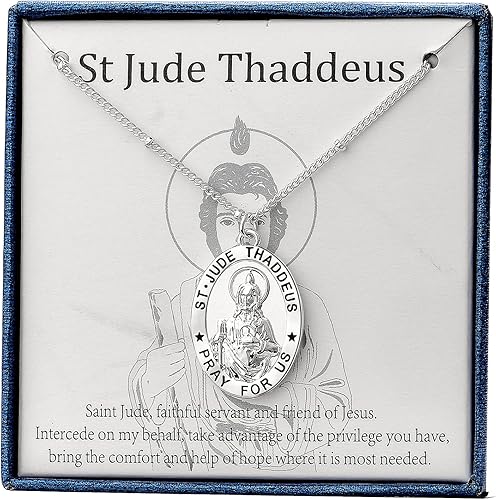 Ascona Collar con colgante de medalla católica de San Cristóbal y JudeJoséAntonio, 18+2 pulgadas