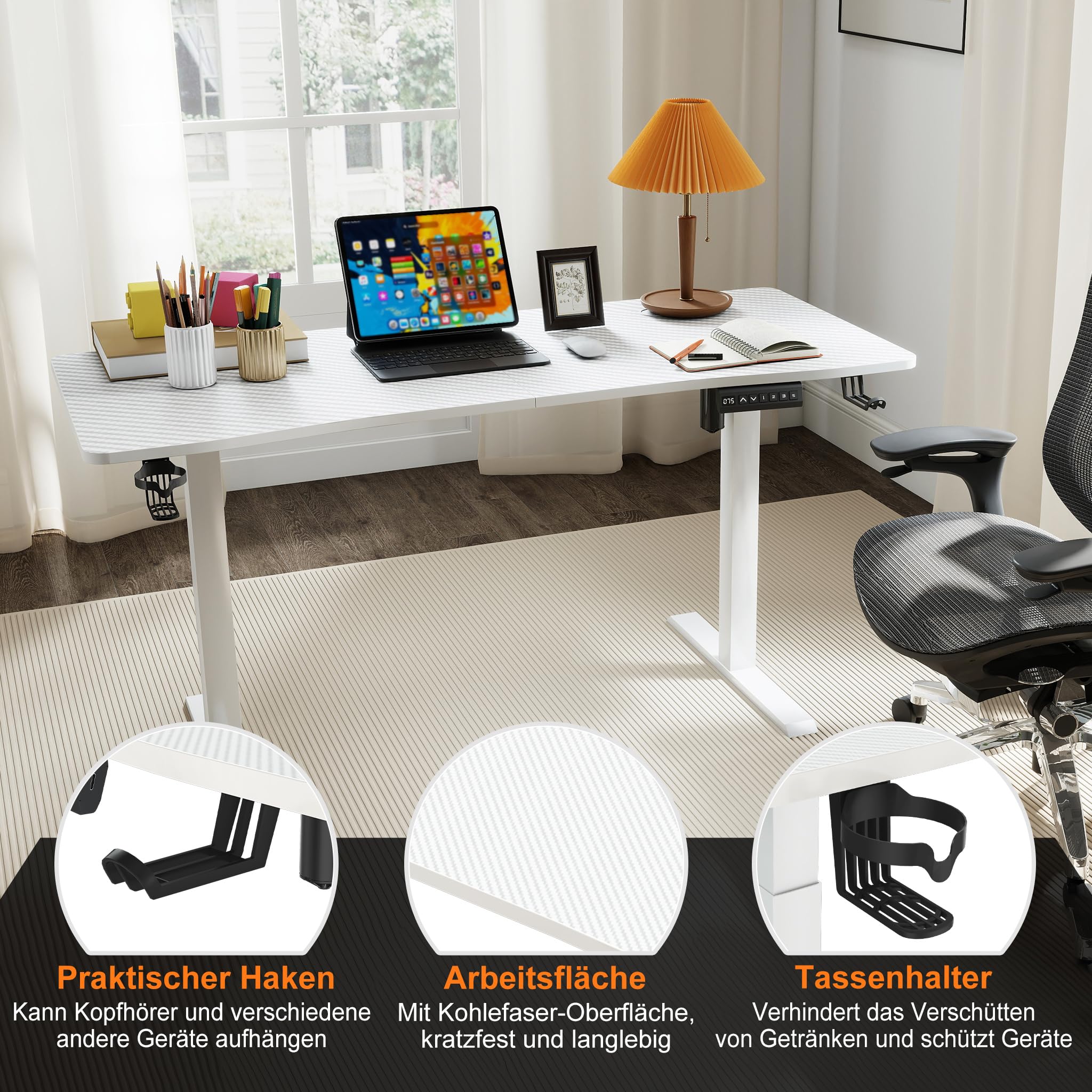 Elektrisch zit-sta bureau 160x80 cm met dubbele motor