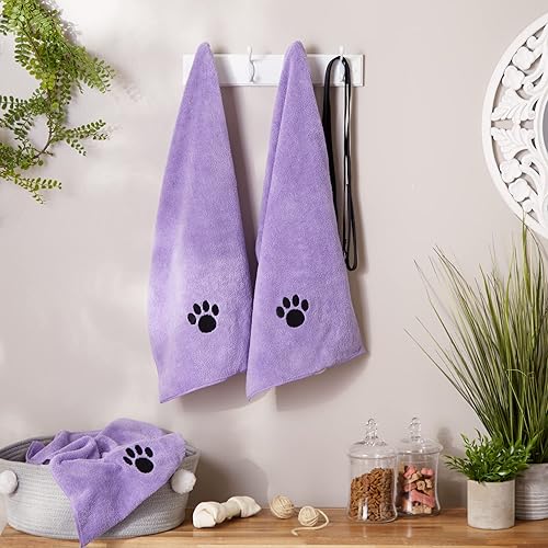 Miniatura 5 de Bone Dry Pet Grooming, colección de secado de toallas de microfibra bordadas, 15x30, lavanda