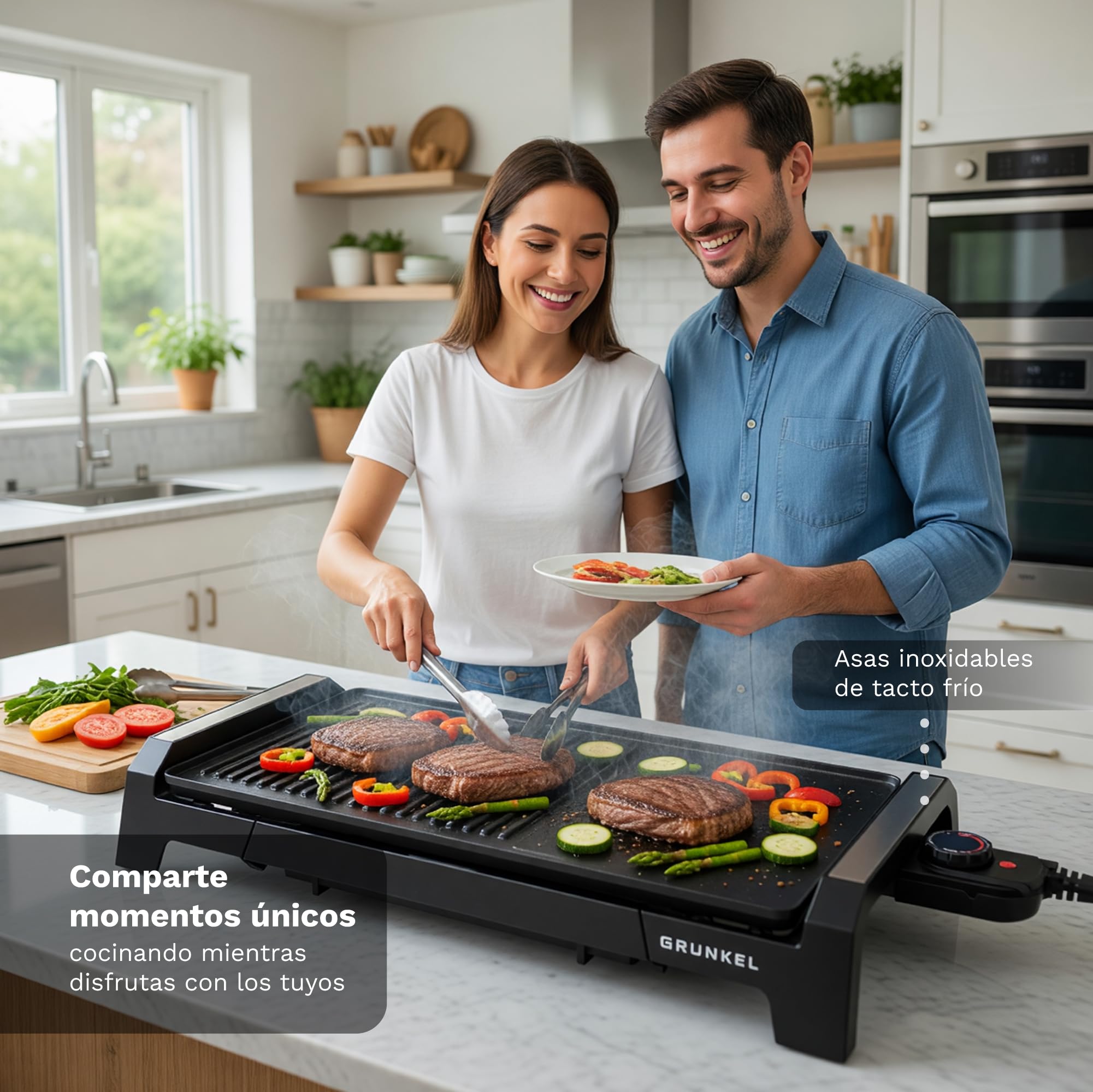 GRUNKEL bk-dh51 Contact Grill de table électrique 2200 W Noir – Barbecue (2200 W, contact Grill, électrique, table, noir, rectangulaire)