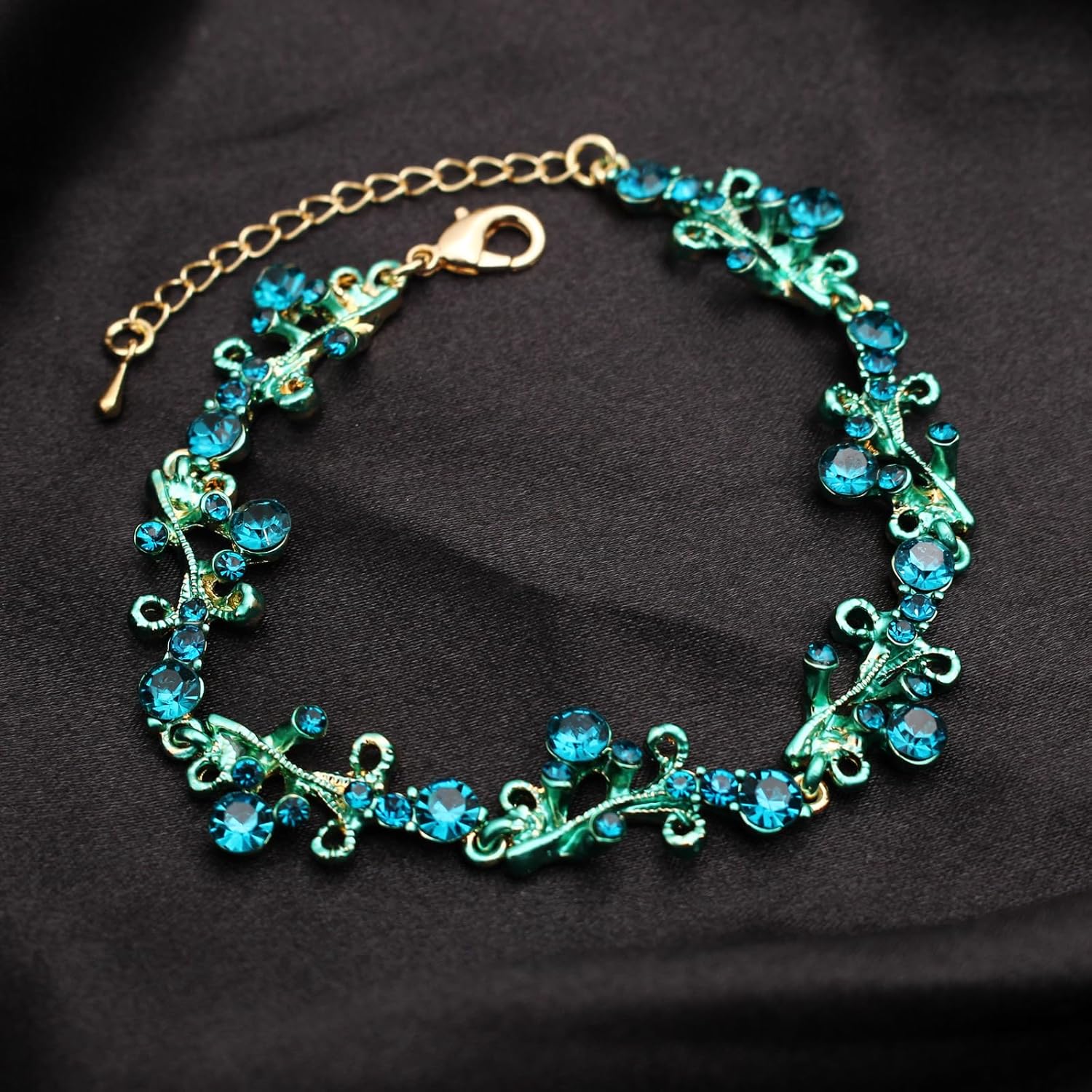 3Pcs Austrian Crystal Jewelry Set for Women, Necklace Dangle Earrings Link Bracelet Jewelry Set with Gold/Platinum/Gun Plated, Wedding Party Jewelry for Bridal Bridesmaid - Image 3