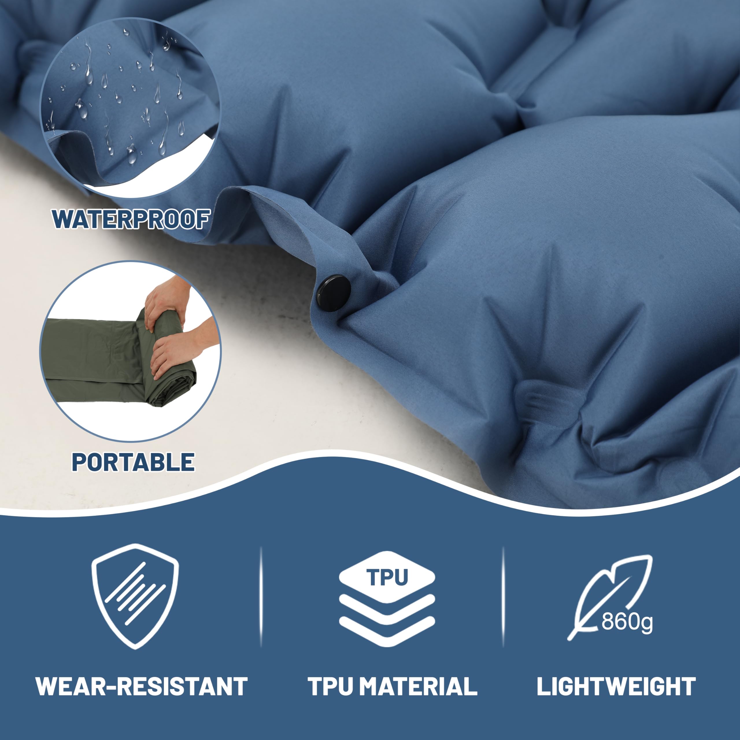 Materassino autogonfiabile, materassino ad aria da campeggio ultraleggero gonfiabile con pompa a pedale e cuscino, materassino ad aria impermeabile, materassino per dormire all'aperto per escursioni