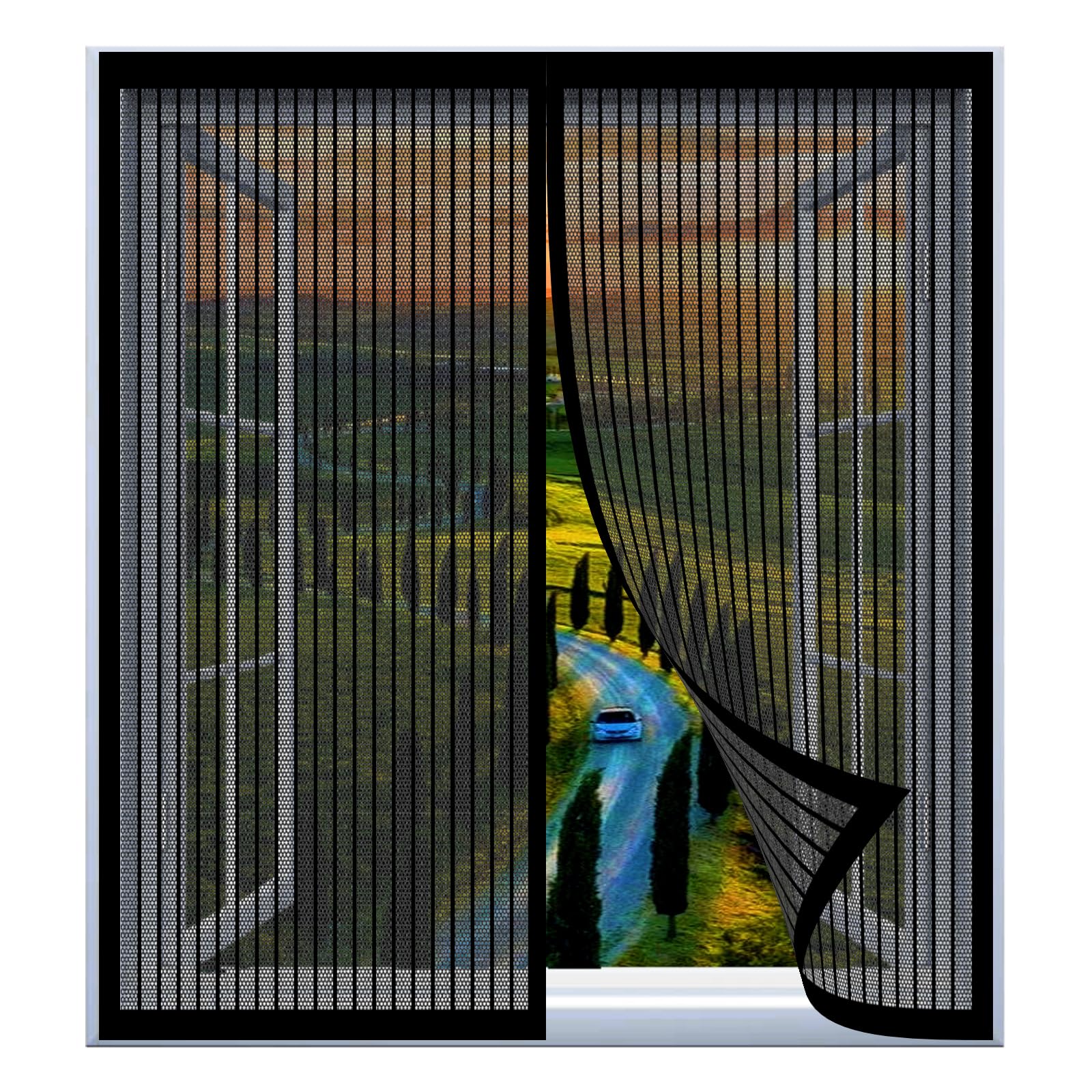 Rideau magnétique anti-insectes 70x67cm noir pour fenêtre