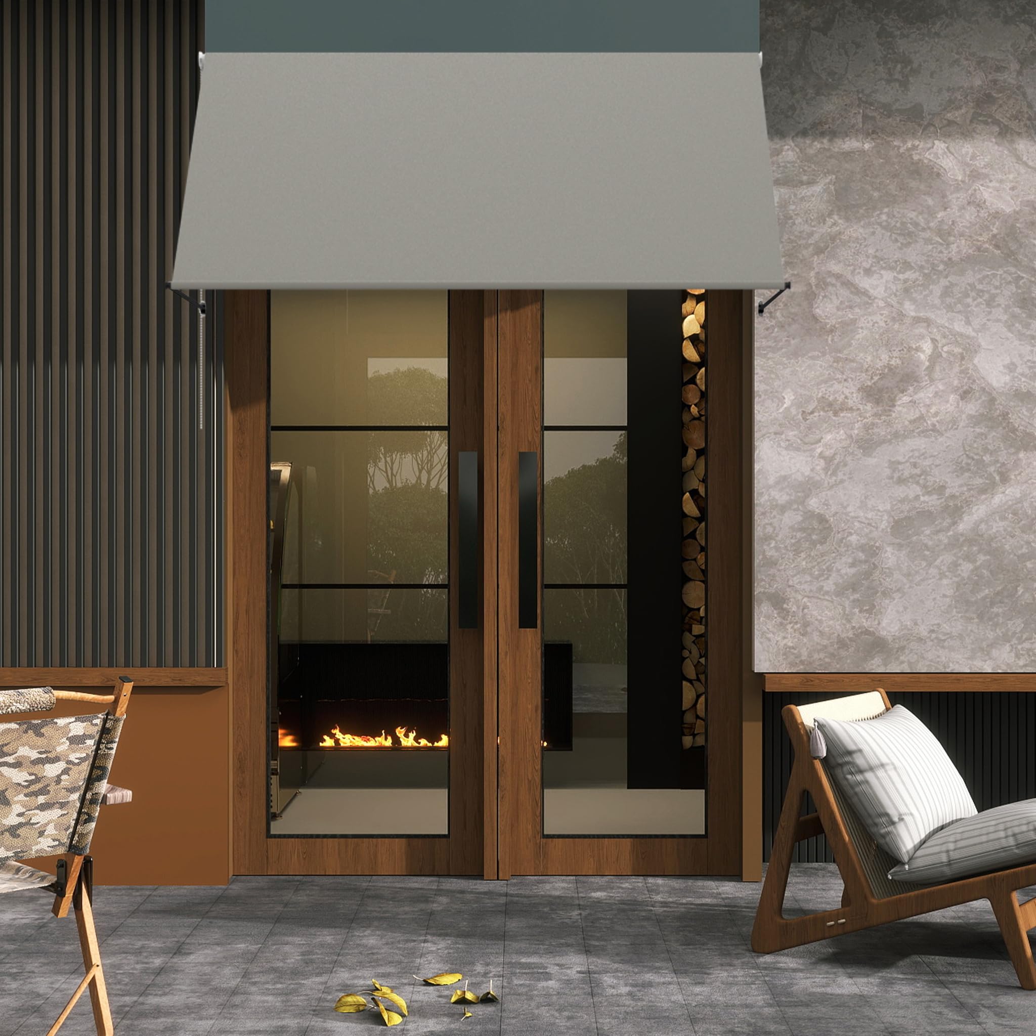 Tenda da sole a braccio snodato retrattile in alluminio 200x145 cm grigio per balcone terrazza finestra
